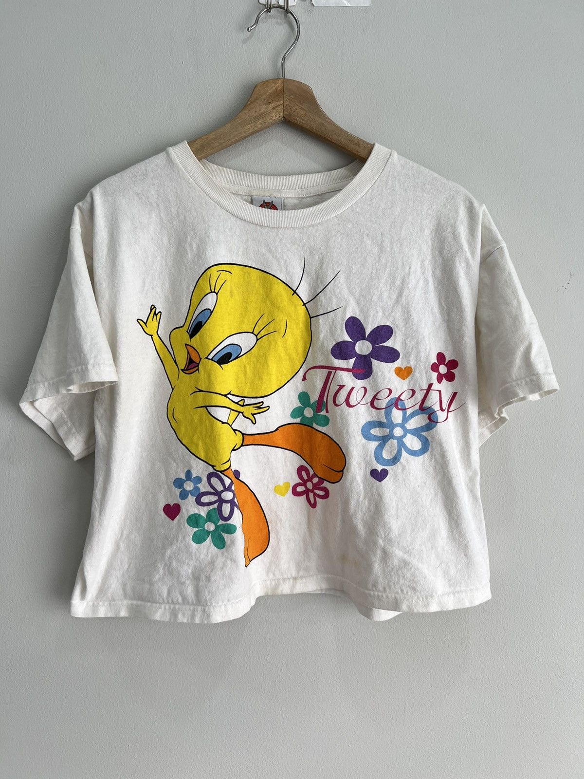Vintage Vintage Womens Tweety Looney Tunes Cropped Tee Shirt Size S / US 4 / IT 40 - 1 Thumbnail