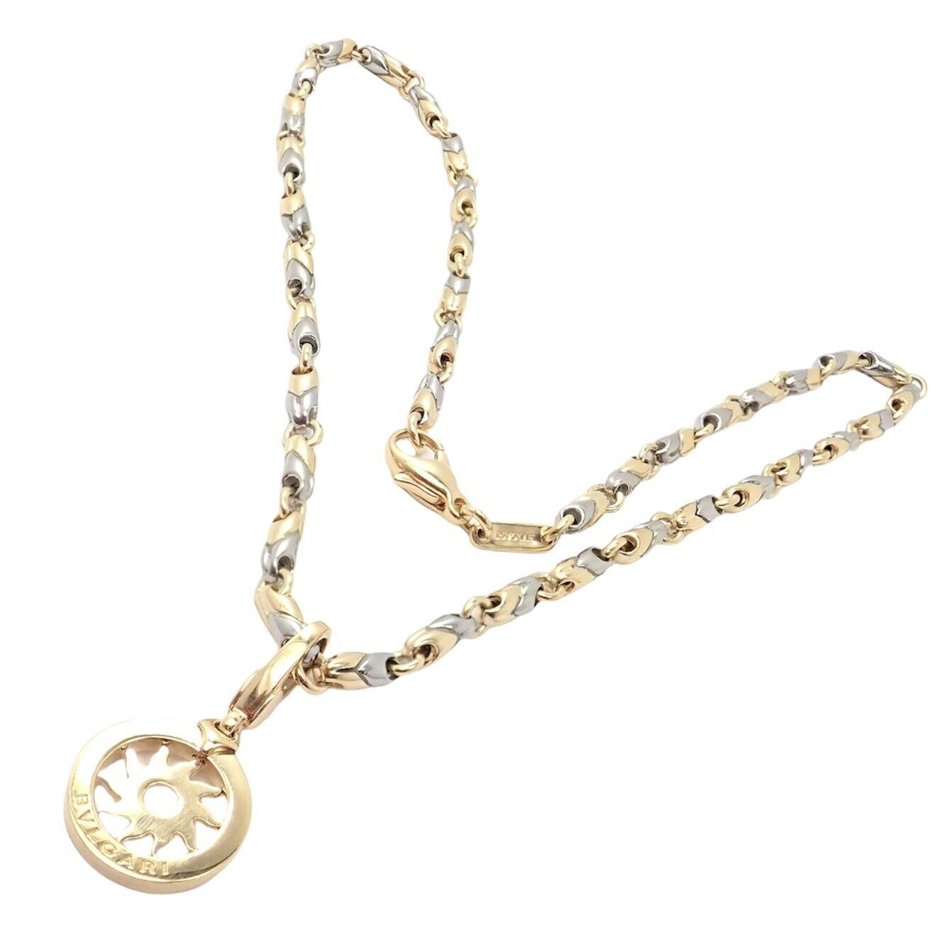Tondo Sun Yellow Gold Sun Pendant 18k/SS Chain Necklace
