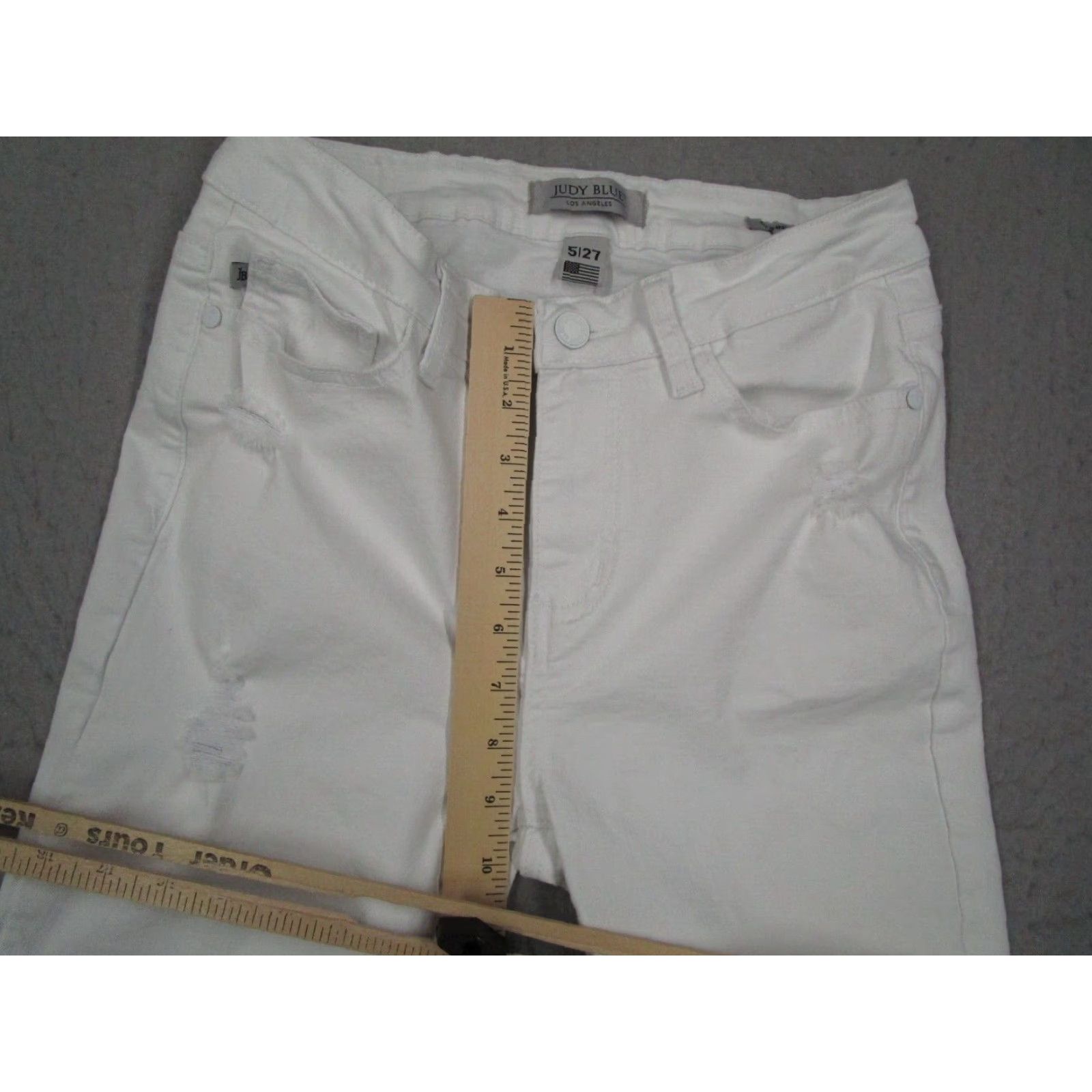 Denime Judy Blue Jeans Women White Skinny Mid Rise Distressed 5-Pocket Denim 27x28 Jeans Size 27" / US 4 / IT 40 - 7 Thumbnail