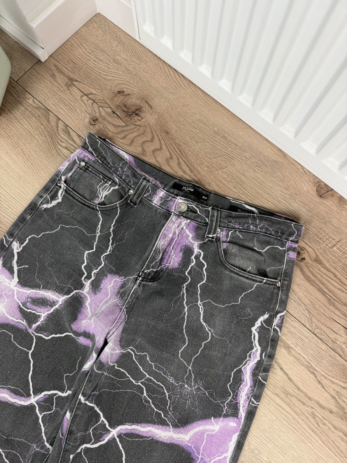 Hypebeast Jaded London Jeans Purple Lightning Skate Baggy Y2K Hype Al Size US 34 / EU 50 - 4 Thumbnail