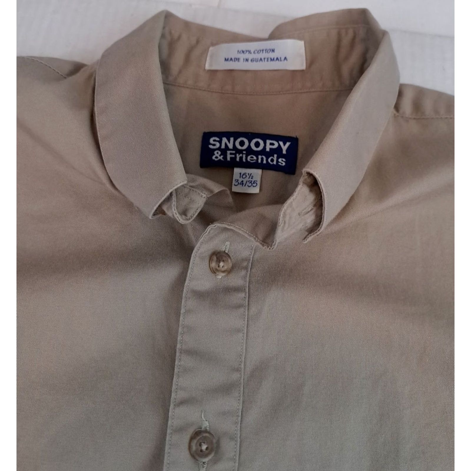 Vintage VINTAGE Snoopy Saxaphone Playing Jazz Music Full Button Polo Shirt sz 16 1/2 XL Beige Cotton Canvas Embroidered Button-Up Collared Men Size US XL / EU 56 / 4 - 4 Thumbnail