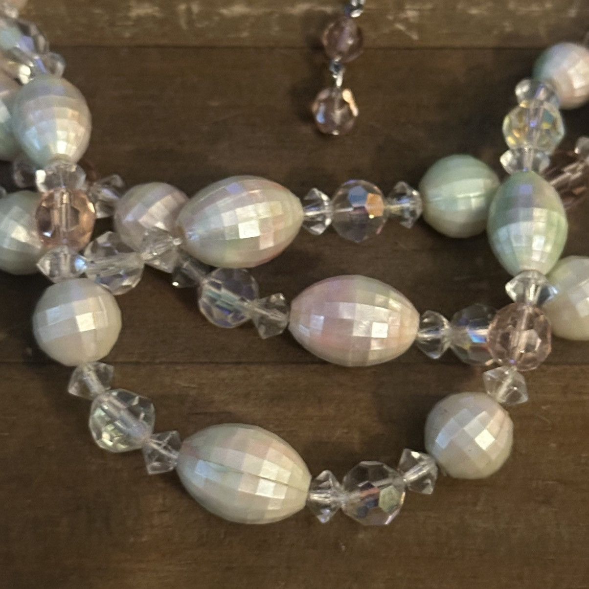 Vintage Vintage mosaic mother of pearl crystal bead choker necklace Size ONE SIZE - 4 Thumbnail
