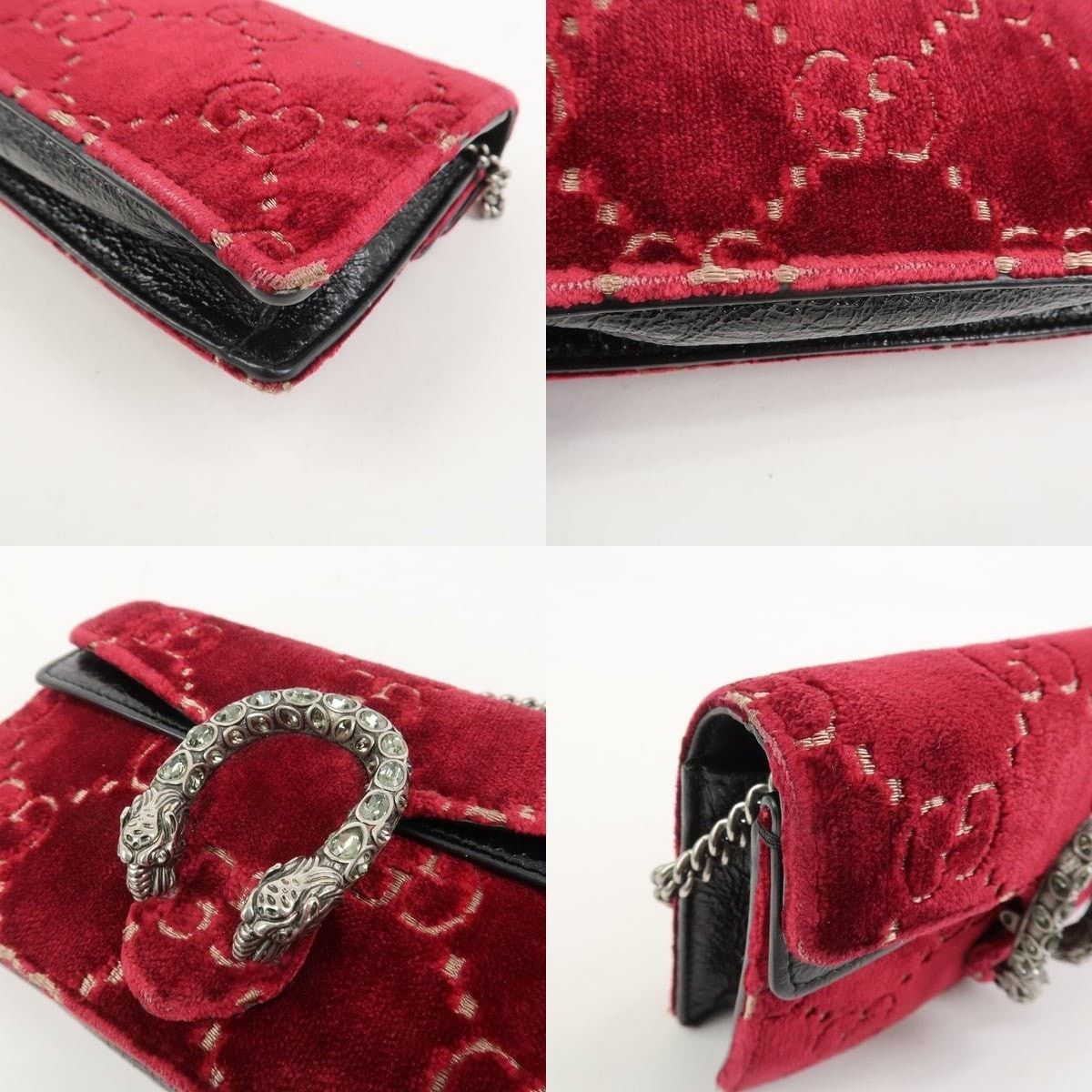Gucci Gucci Dionysus Super Mini Velvet Flap Bag Red Size ONE SIZE - 5 Thumbnail