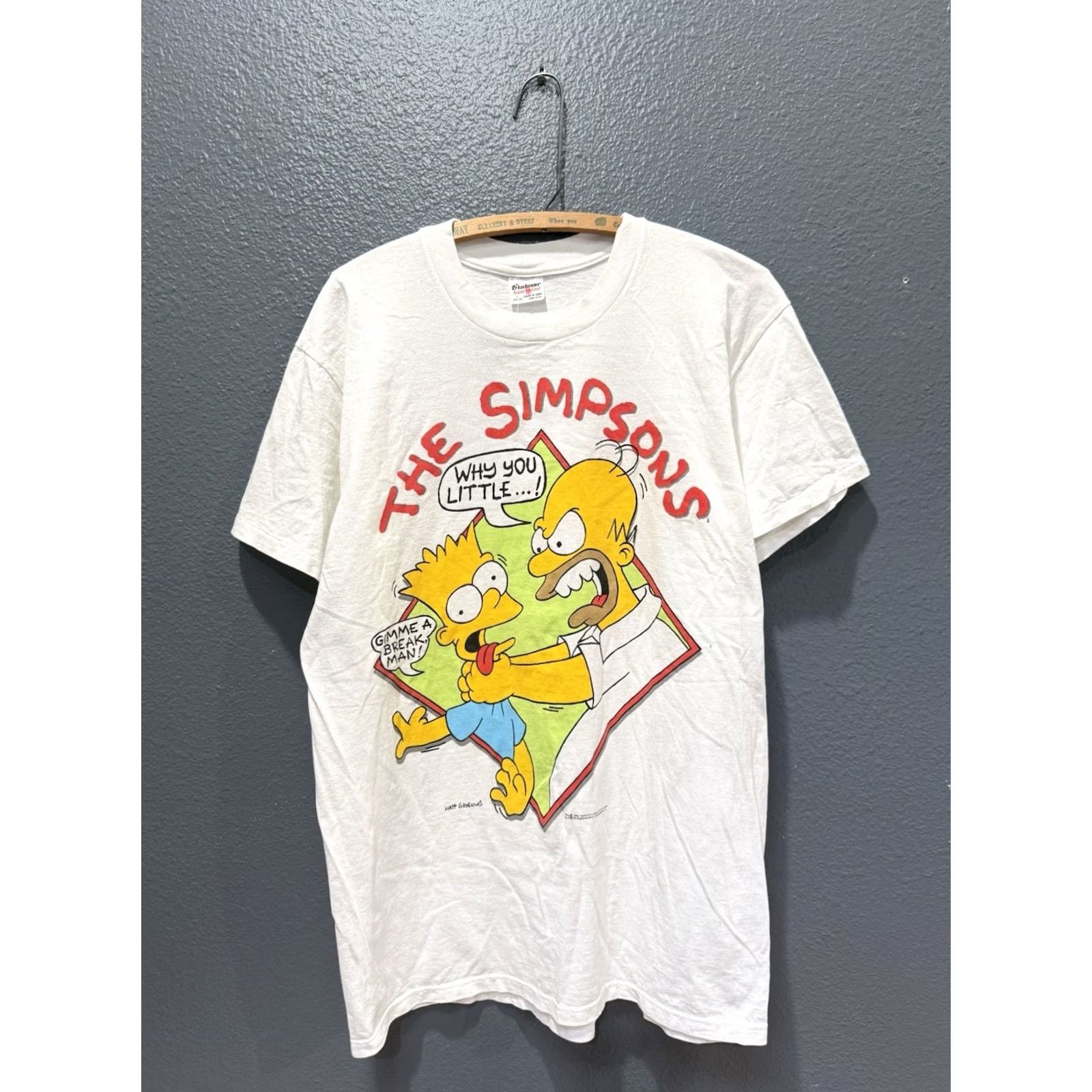 Vintage VINTAGE White Tee Shirt Large Bart Homer 90s Stedman The Simpsons Mens L Size US L / EU 52-54 / 3 - 3 Thumbnail