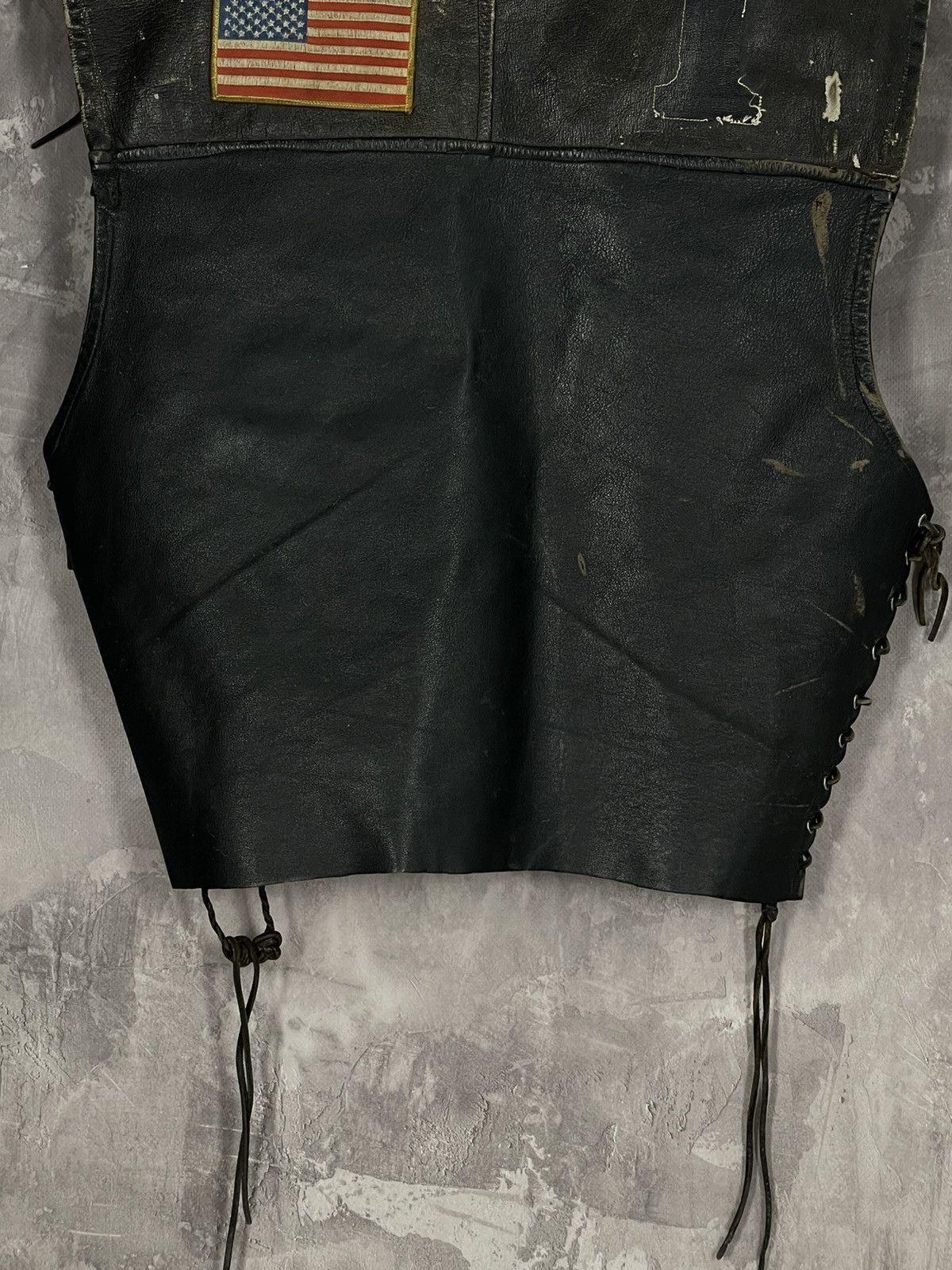 Harley Davidson × Vintage Vintage Leather Bikers Vest Harley Davidson 80s Crazy Fade Size US S / EU 44-46 / 1 - 12 Thumbnail