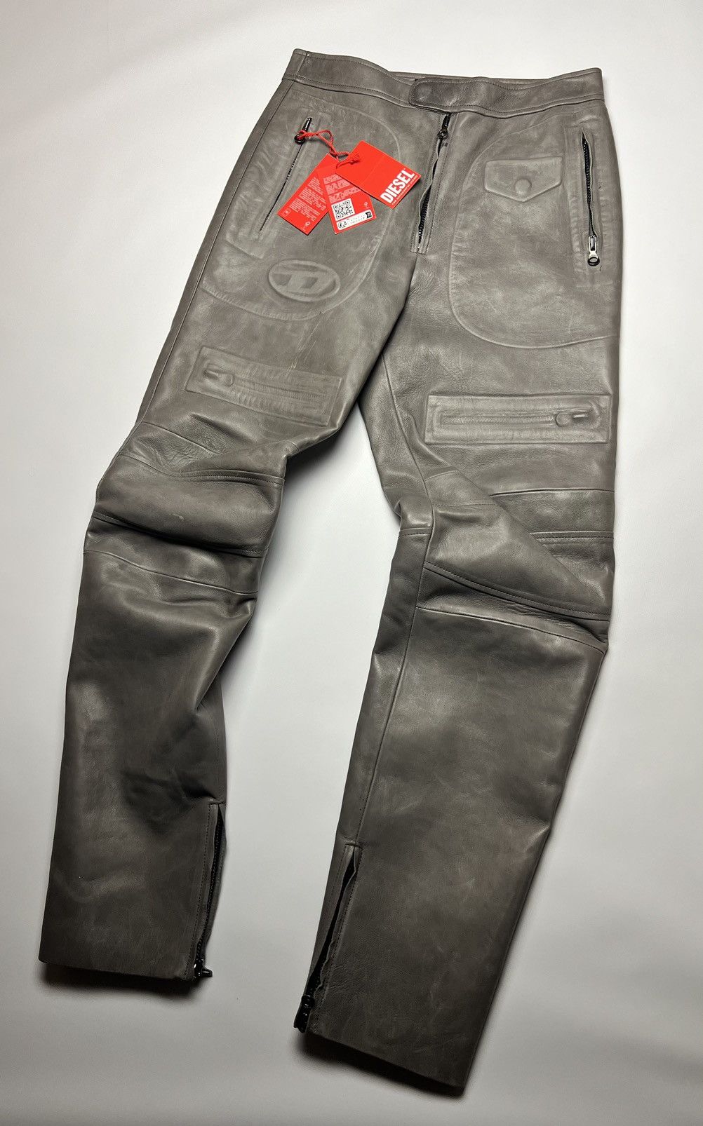 Diesel Leather P-JOSHY Pant with Trompe L' Oeil Effect Size US 31 - 2 Thumbnail