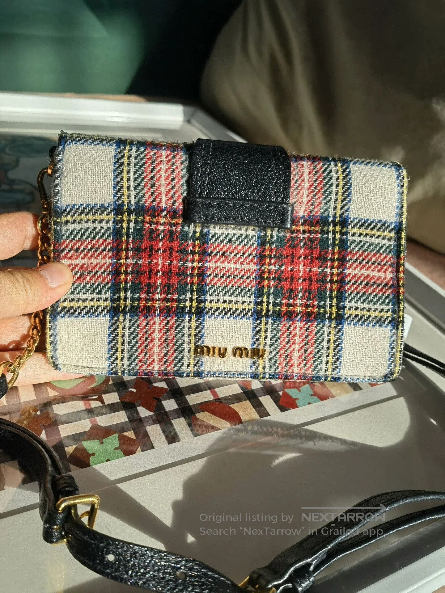Miu Miu Miu Miu Plaid Crystal Shoulder Bag. Size ONE SIZE - 9 Thumbnail