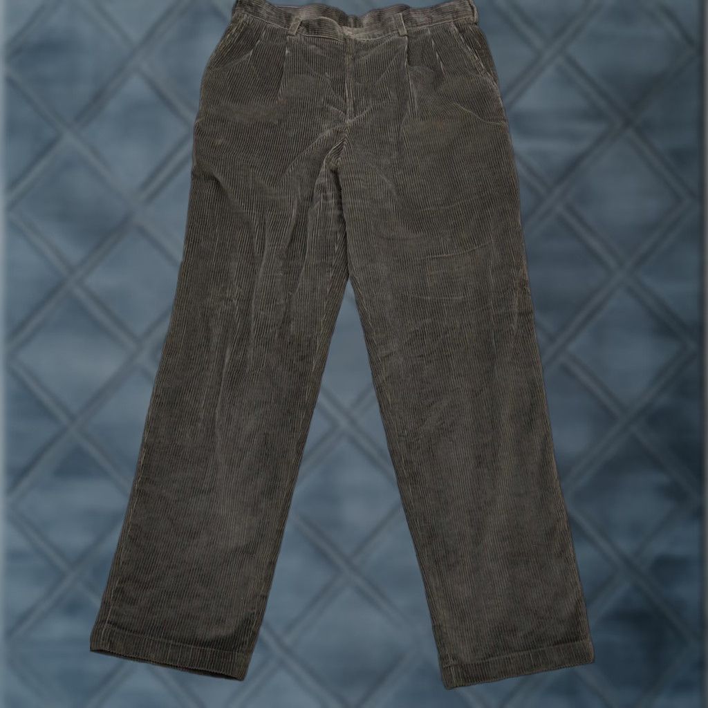 Liz Claiborne Claiborne Pants Mens 38x34 Green Corduroy Pleated Classic Fit Trousers Casual Dress Pants Size US 38 / EU 54 - 1 Thumbnail