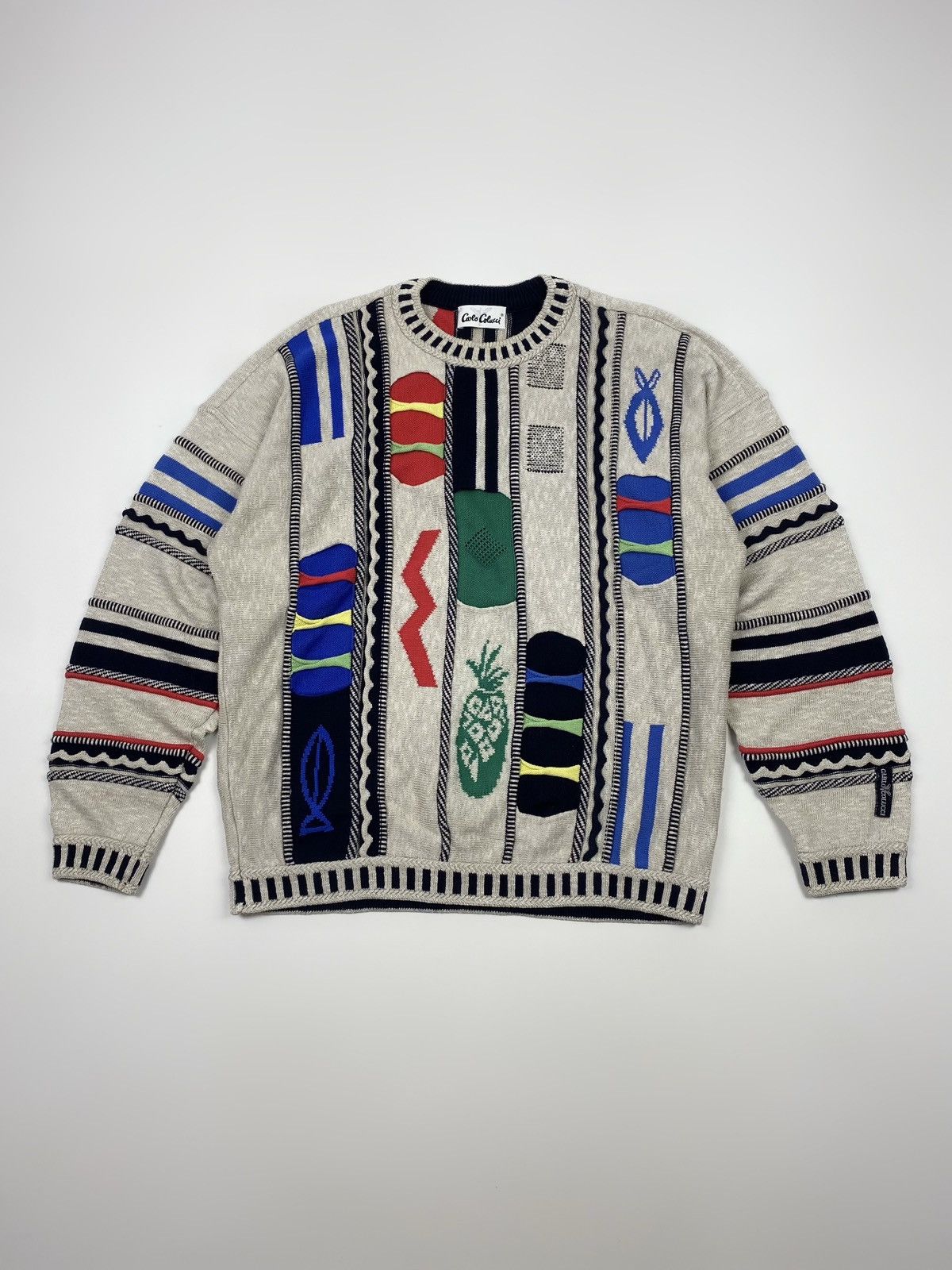 Carlo Colucci 1990’s Vintage Carlo Colucci Coloured 3D Cable Knit Sweater Size US XL / EU 56 / 4 - 1 Thumbnail