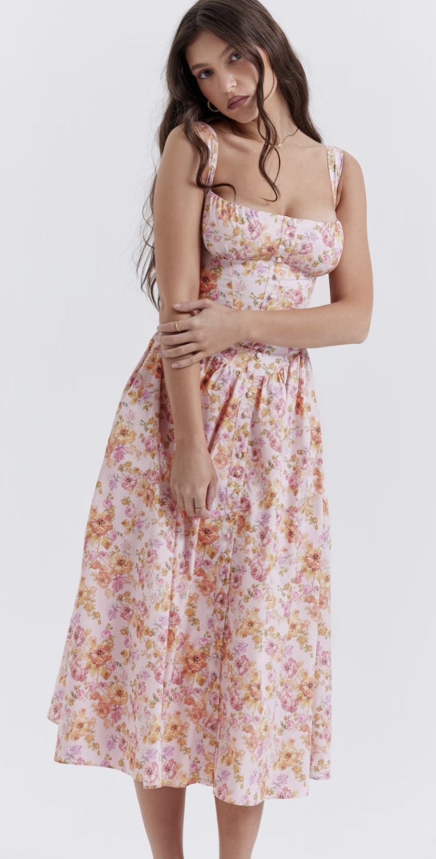 House of CB House of CB Tatiana Pink Print Midi Sundress Size M / US 6-8 / IT 42-44 - 1 Thumbnail