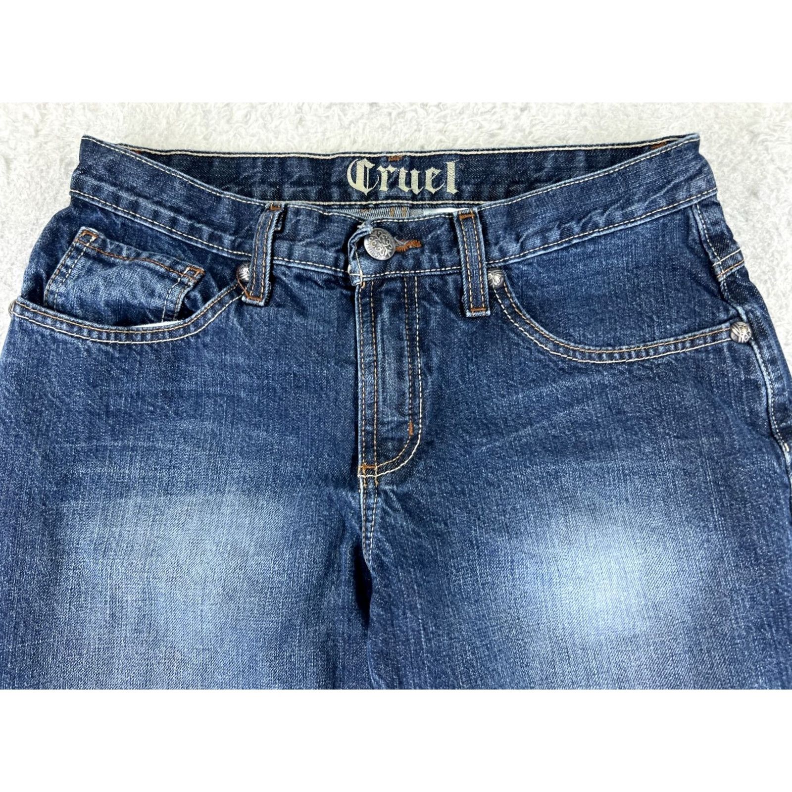 Vintage Cruel Jeans Womens 27 Blue Denim Bootcut 5-Pocket Stretch Slim Cotton Blend 27x30 Georgia Cruel Girl Jeans Mens Womens Girls Size 27" / US 4 / IT 40 - 4 Thumbnail