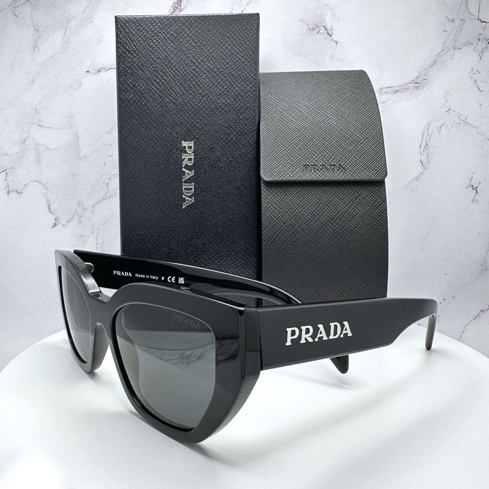 Prada New Prada Sunglasses Black Butterfly Cat Eye Spelled Logo Size ONE SIZE - 19 Thumbnail