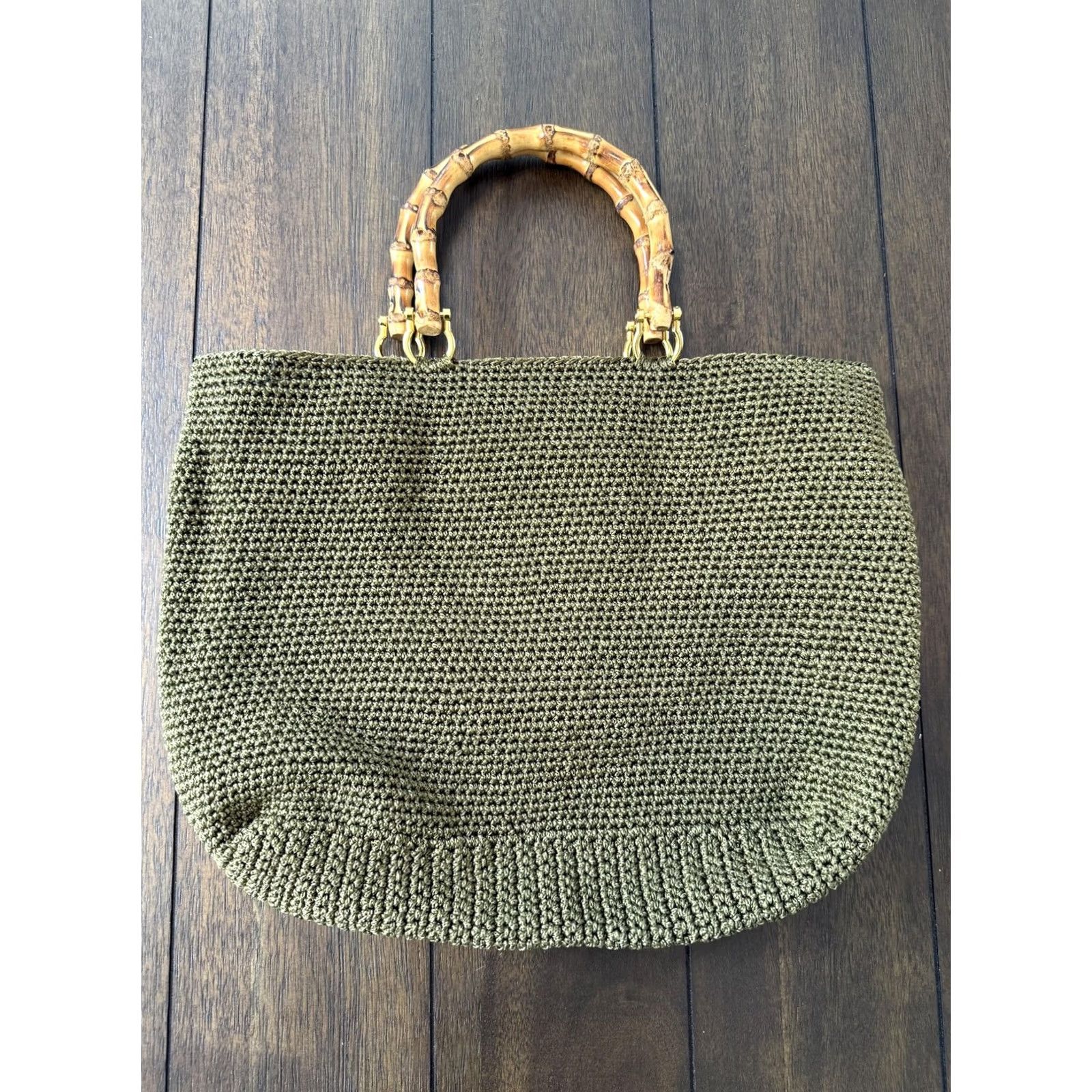 Vintage Woven Straw Handbag Womens Large Beige Bamboo Handle Purse Polka Dot Lined Summer Tote Bag Size ONE SIZE - 6 Thumbnail