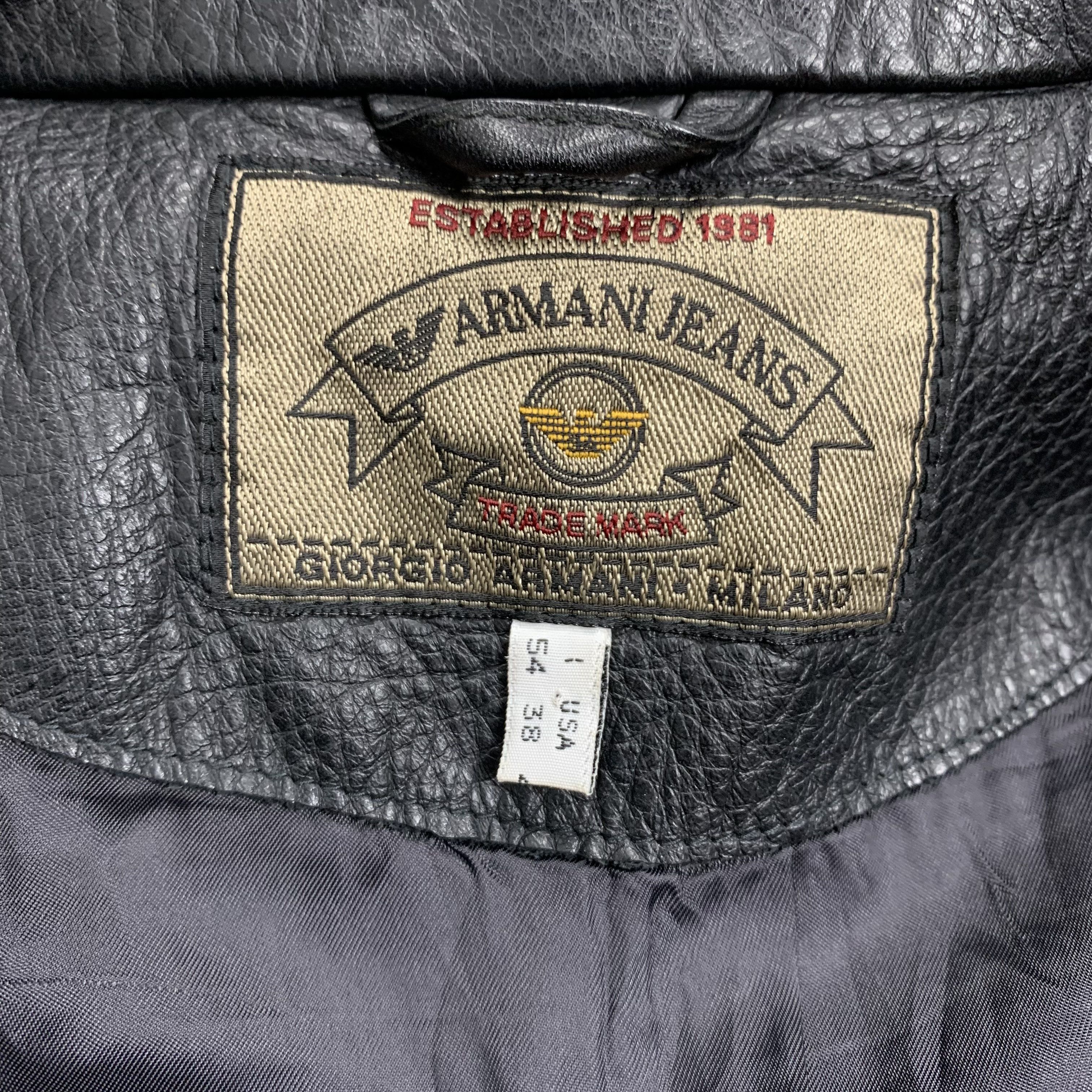 Armani Vintage Armani Jeans Leather Jacket Size US L / EU 52-54 / 3 - 11 Thumbnail