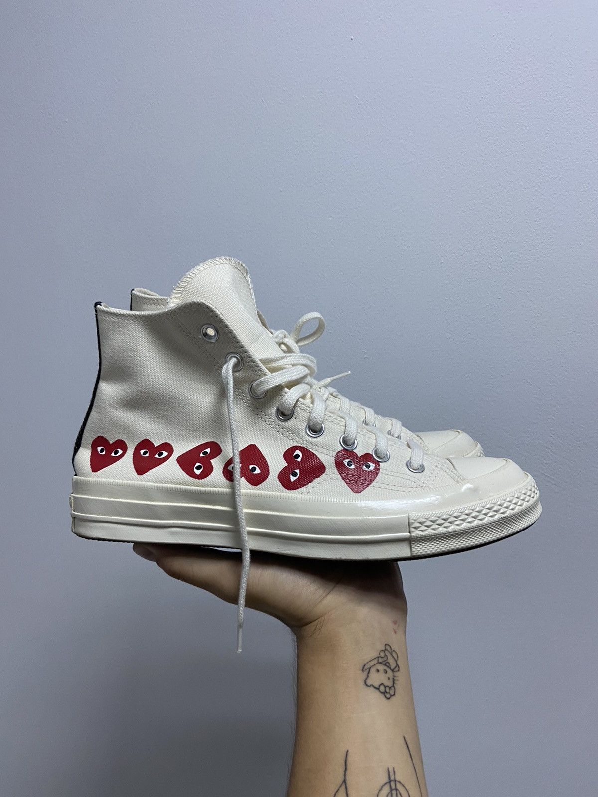 Comme des Garcons PLAY × Converse × Vintage Play Come Des Garcons Converse Unisex Vintage HiTop Sneakers Size US 8.5 / EU 41-42 - 2 Thumbnail