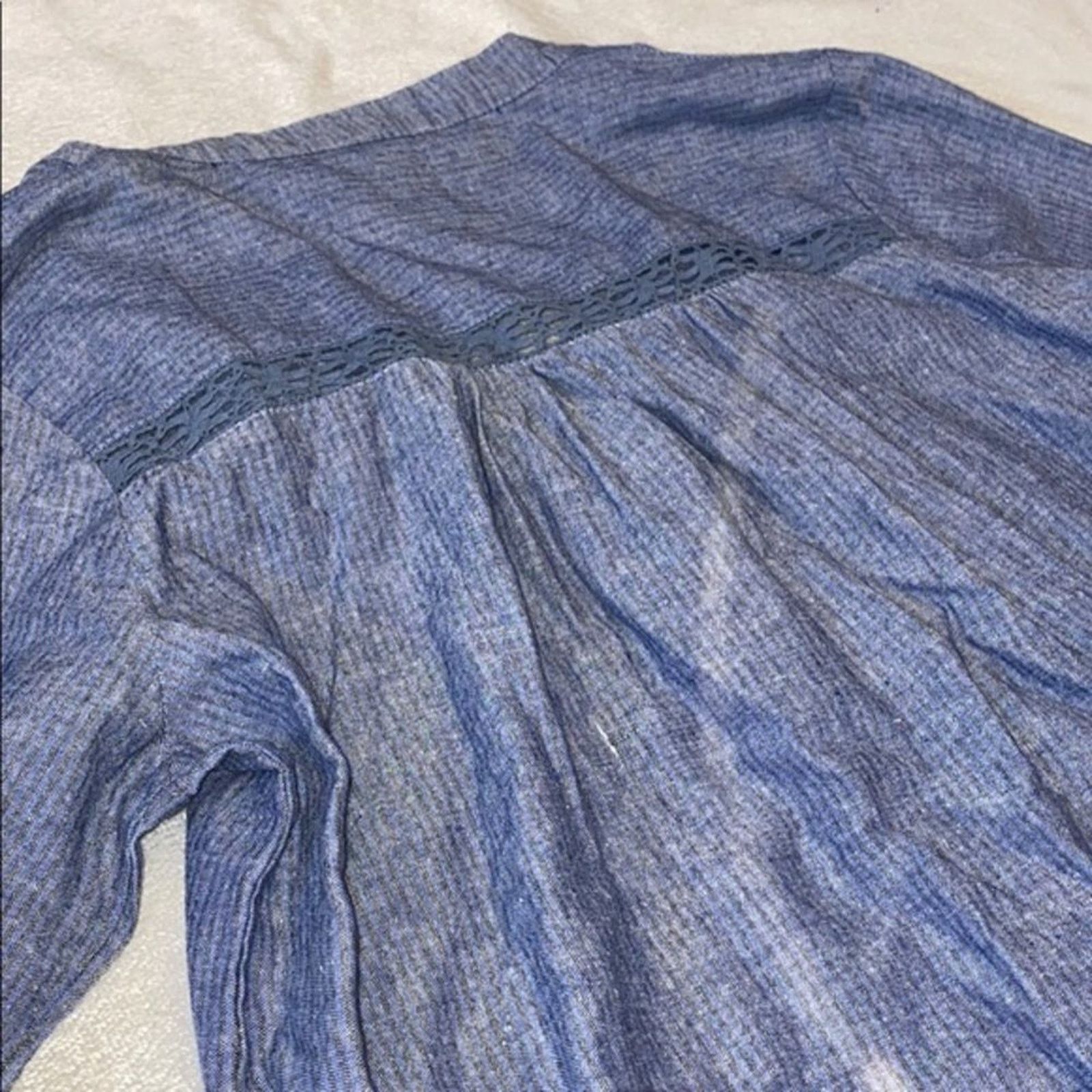Other Esley Blue Stripe Lace Front V-Neck Swing Dress | Sz S Size S / US 4 / IT 40 - 6 Thumbnail