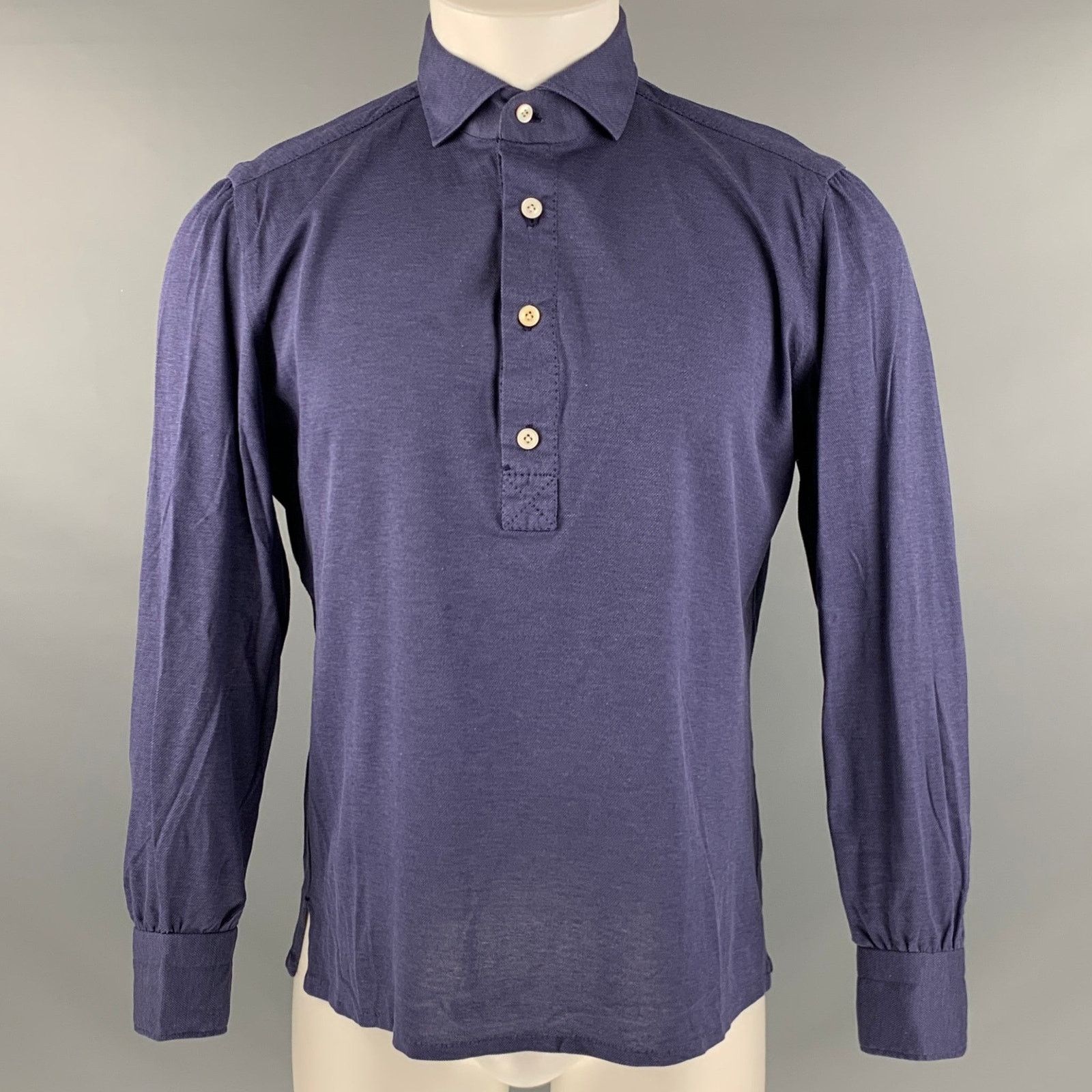 Other FIORENZO Size S Navy Solid Cotton Long Sleeve Polo Size US S / EU 44-46 / 1 - 1 Thumbnail