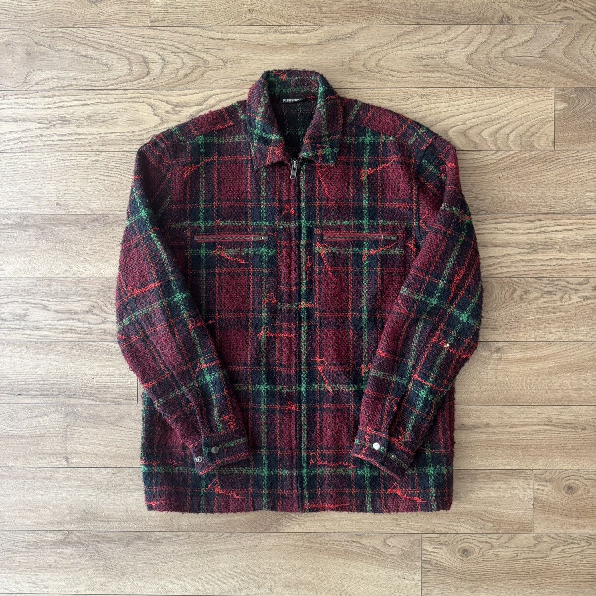 Pleasures Nocturnal Woven Boucle Work Jacket Dark Red Size US XL / EU 56 / 4 - 1 Thumbnail
