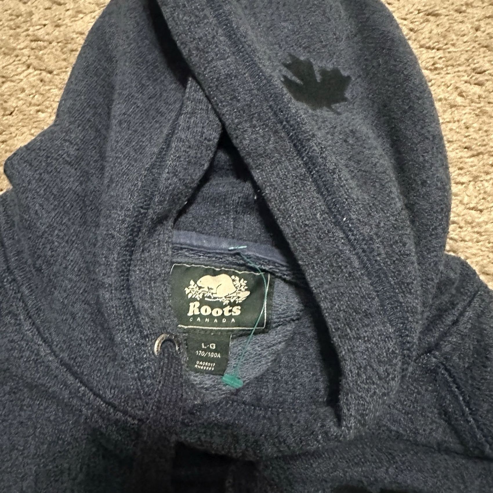 Roots Root Canada Hoodie Mens Large Athletic Graphic Print Beaver Logo Blue Pullover Hooded Sleeves Pockets Size US L / EU 52-54 / 3 - 5 Thumbnail