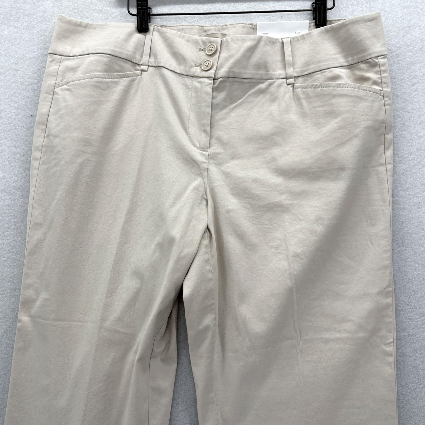 Loft LOFT Beige Crop Pants Womens 14 Twill Stretch Straight Leg NWT Casual Workwear Pockets Zip Front Flat Front 24in Inseam Regular Size 36" / US 14 / IT 50 - 2 Thumbnail