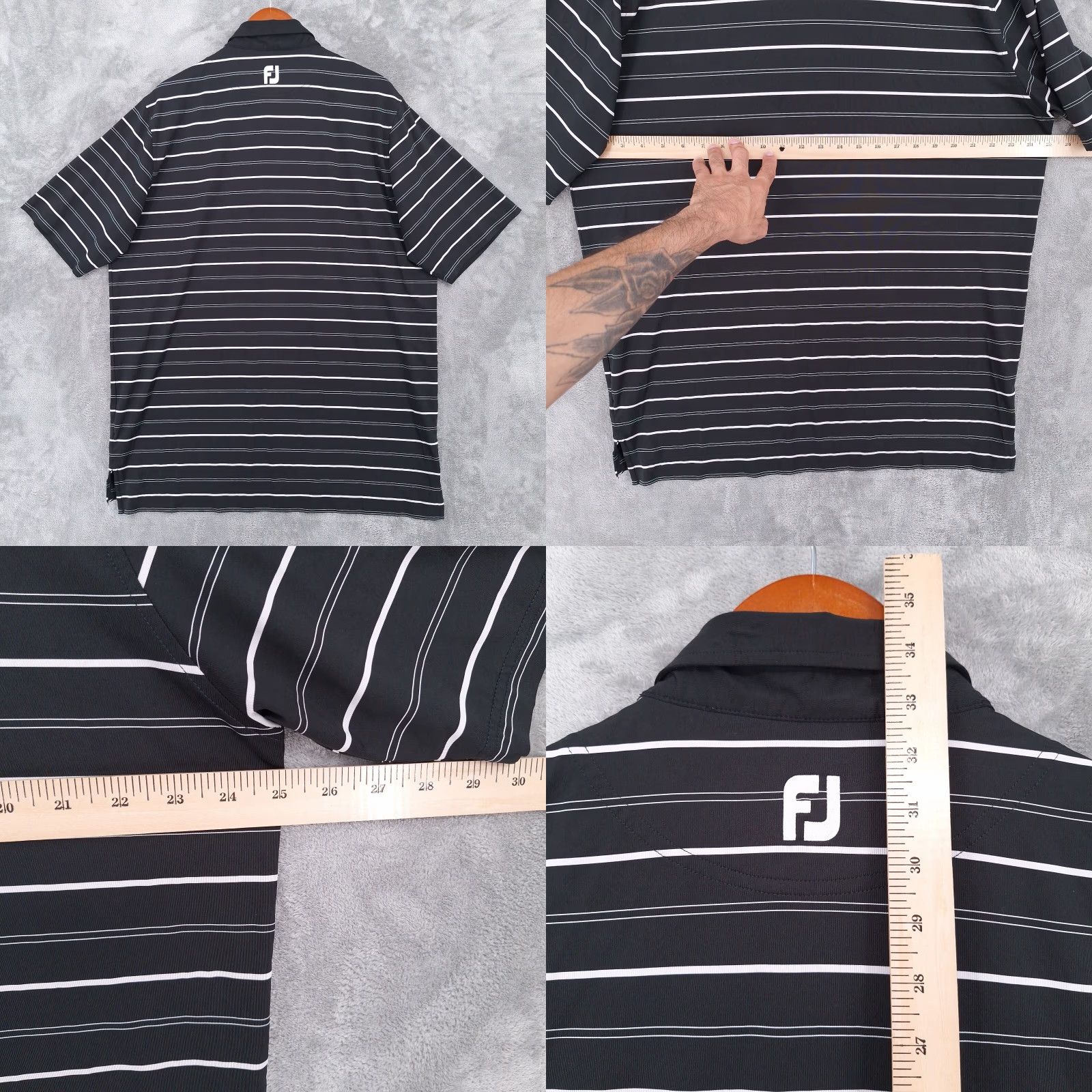 Footjoy Footjoy Polo Shirt Mens XL Black Striped Short Sleeve Athletic Fit Golf Size US XL / EU 56 / 4 - 8 Thumbnail