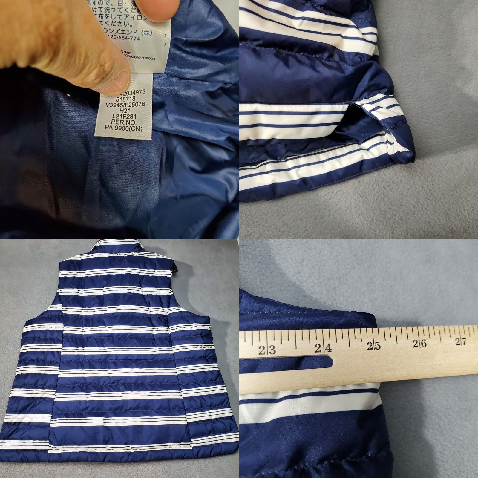 Lands' End Lands End Down Puffer Vest Womens 1X Blue White Striped 600 Fill Outdoor Classic Size XL / US 12-14 / IT 48-50 - 8 Thumbnail