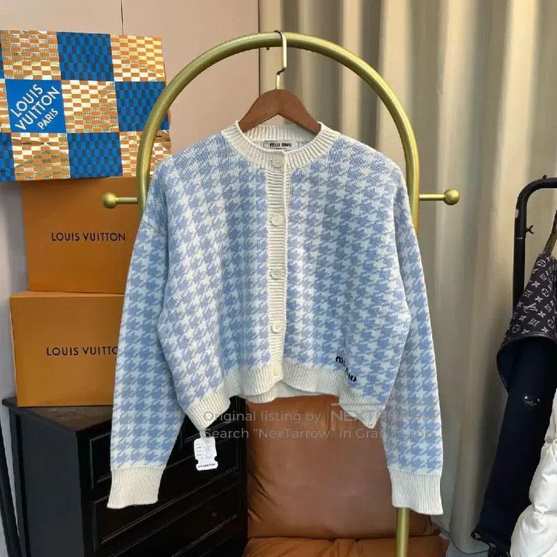 Miu Miu Miu Miu Blue Wool Women's Cardigan . Size L / US 10 / IT 46 - 1 Thumbnail