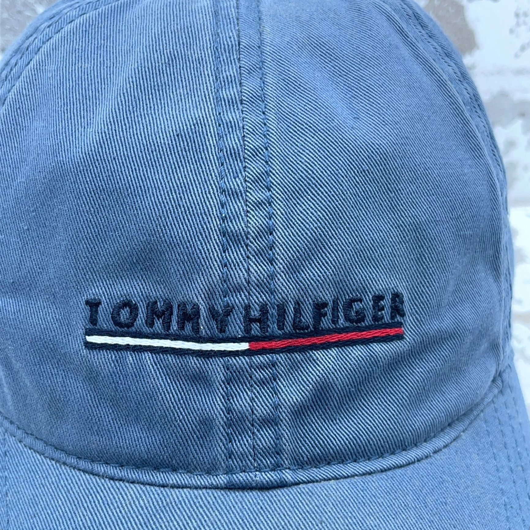 Tommy Hilfiger Tommy Hilfiger Hat Cap Leather Strap Back Blue Spell Out Dad Baseball Twill Y2K Size ONE SIZE - 3 Thumbnail