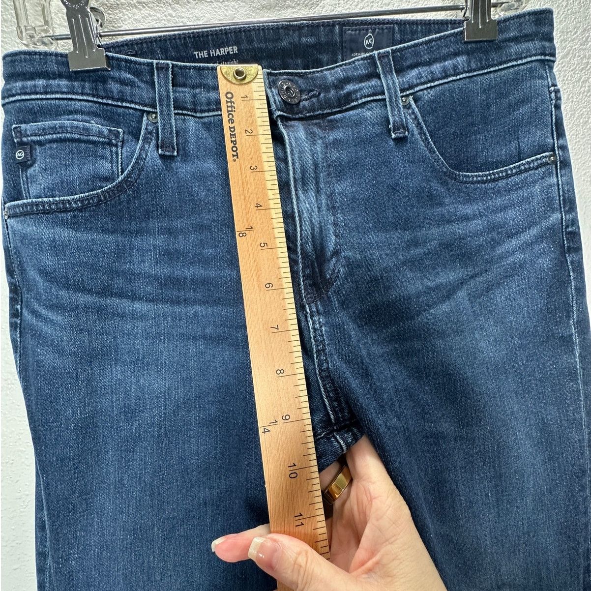 AG Adriano Goldschmied AG Dark Wash The Harper Essential Straight Raw Hem Jeans 29 Size 29" - 13 Thumbnail
