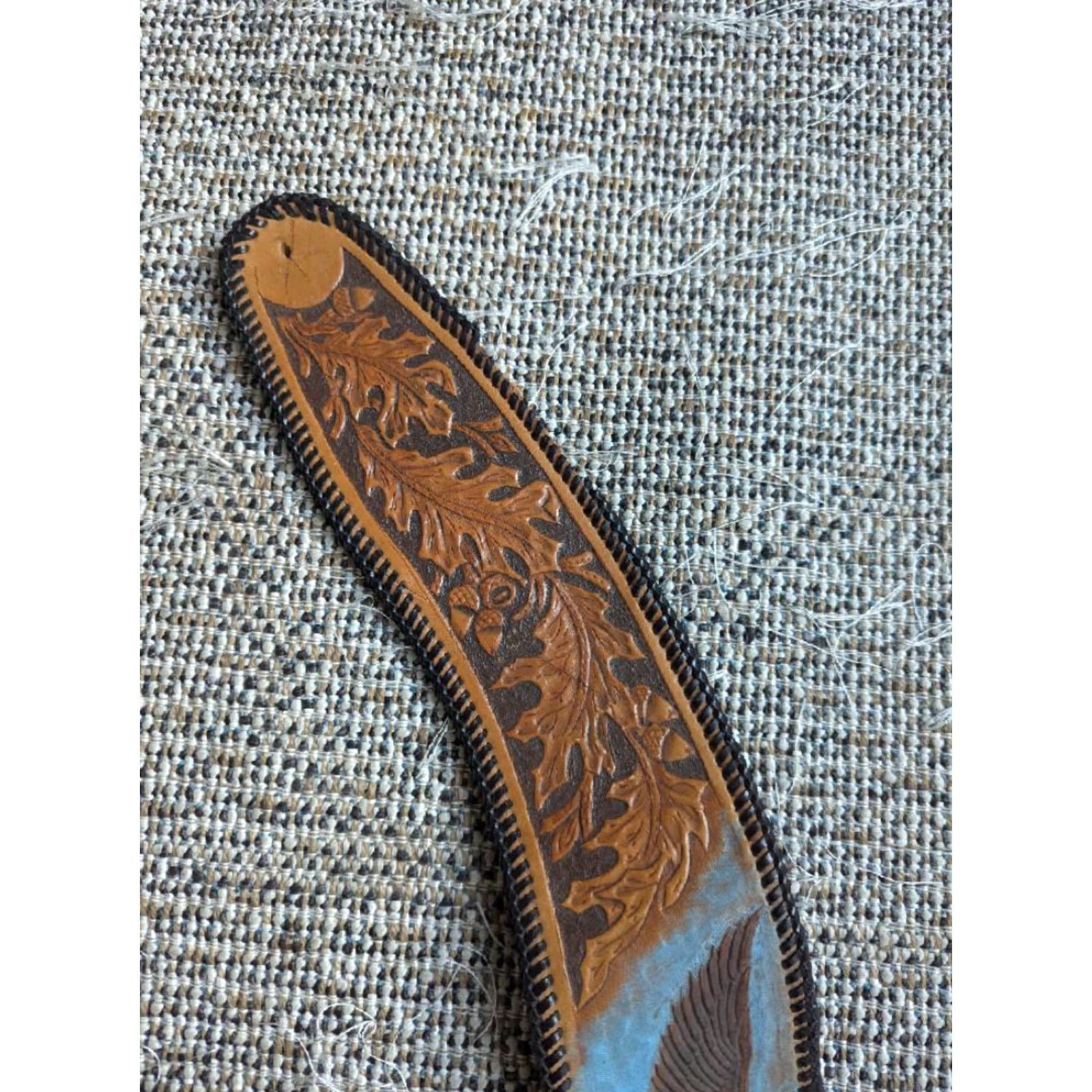 Vintage VINTAGE handcrafted EAGLE belt XL 3.25" wide leather brown tooled western belt Men XS-? Size ONE SIZE - 4 Thumbnail