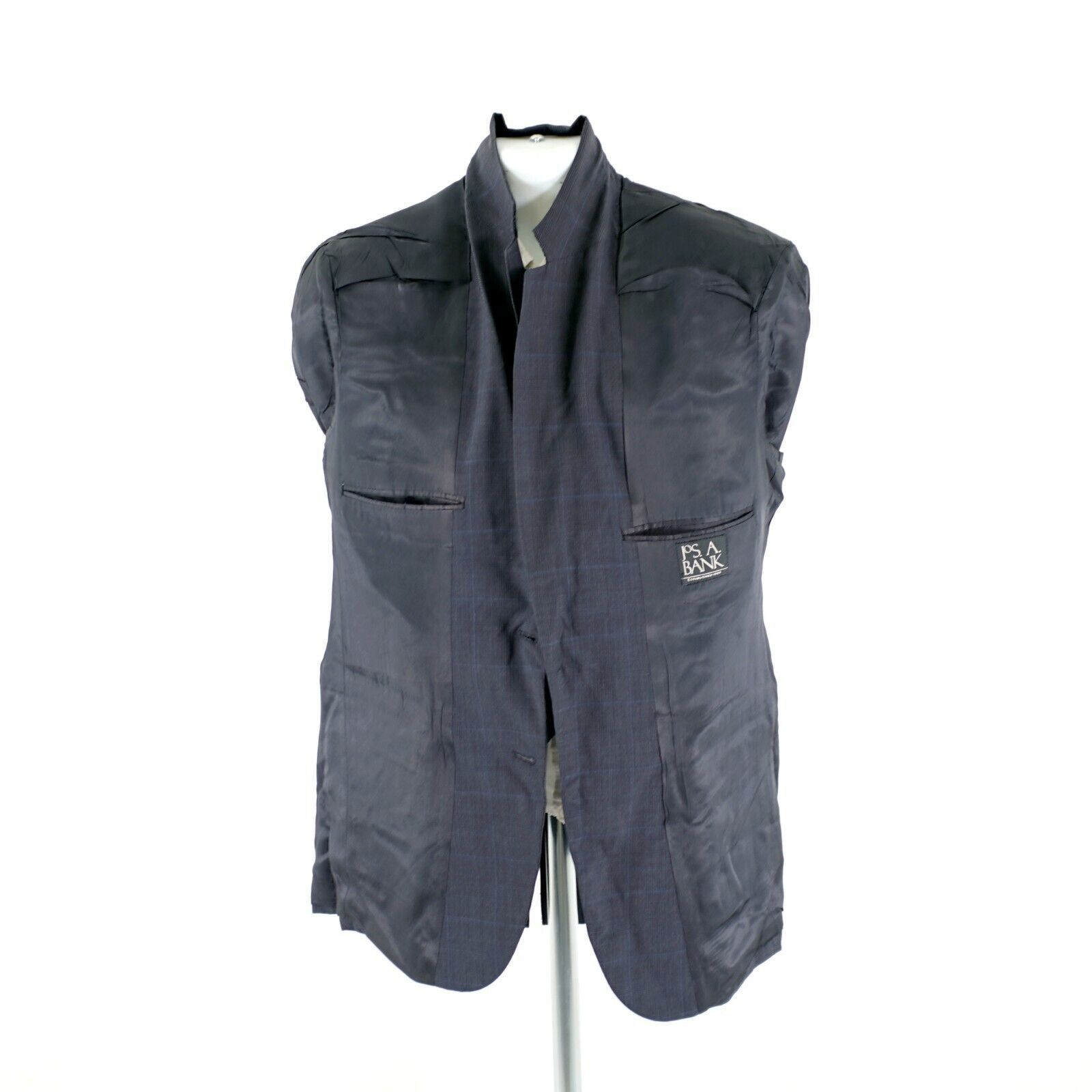 Jos. A. Bank Jos A Bank Wool Gray Glen Plaid W/ Blue Windowpane 2 Button Size 38R - 12 Thumbnail