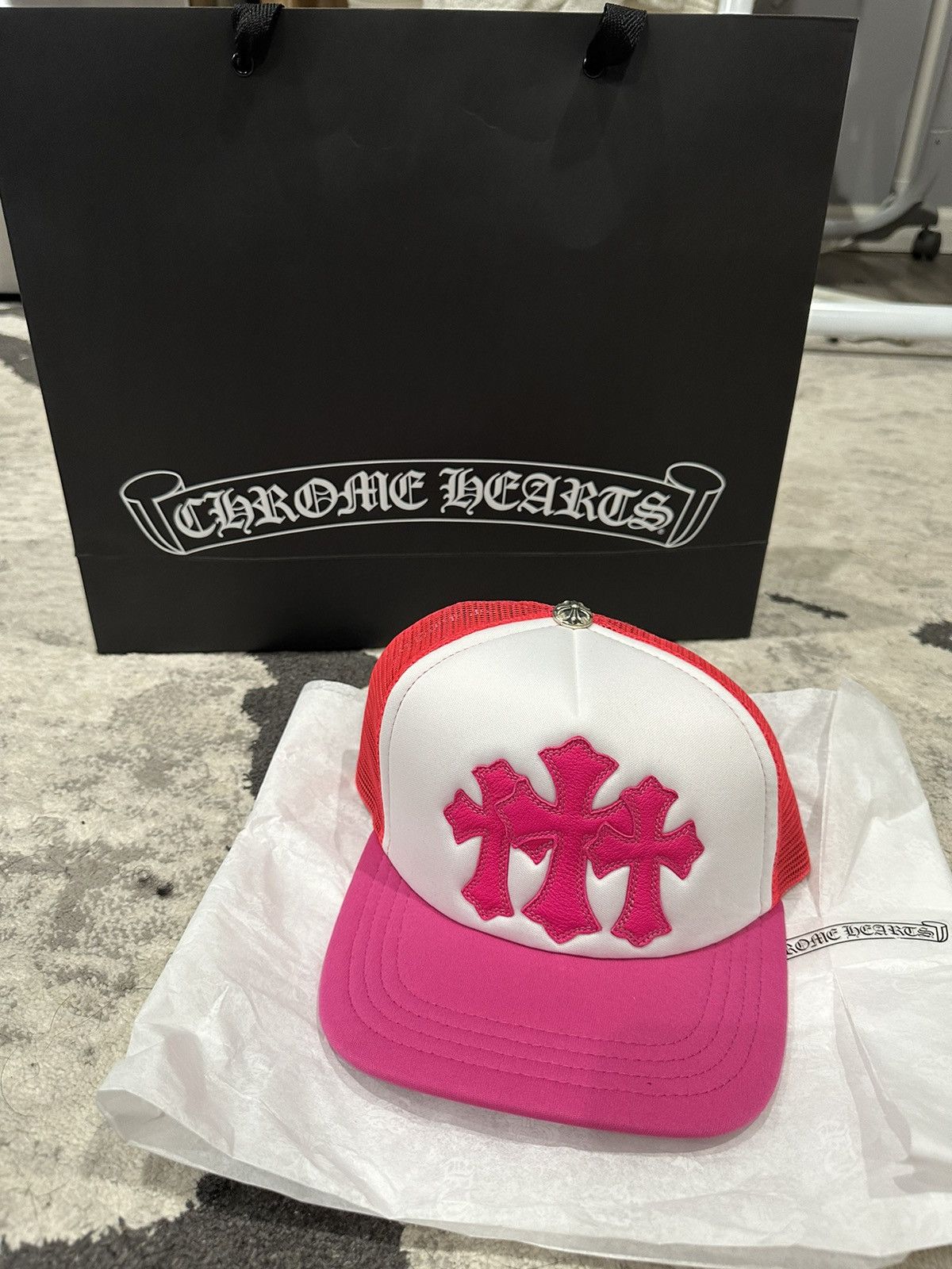 Chrome Hearts Chrome Hearts Cemetery Trucker Hat Pink | Grailed