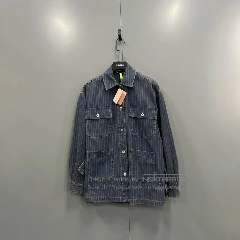 Miu Miu Miu Miu Striped Blue Cotton Jacket for Women . Size XXS / US 00 / IT 34 - 1 Thumbnail