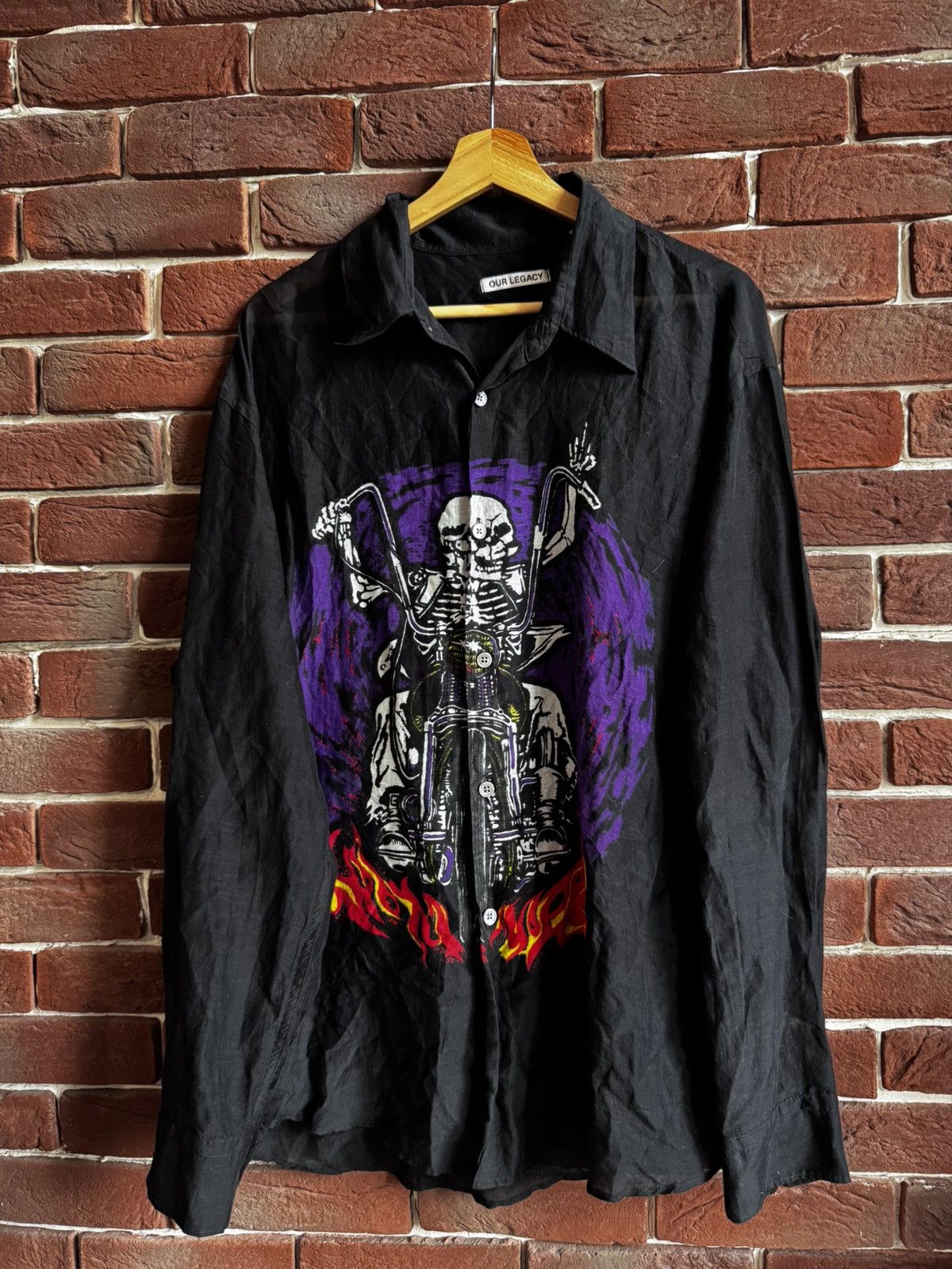 Our Legacy Rare Vintage Our Legacy Coco Ghost Rider Silk Shirt Size US M / EU 48-50 / 2 - 2 Thumbnail