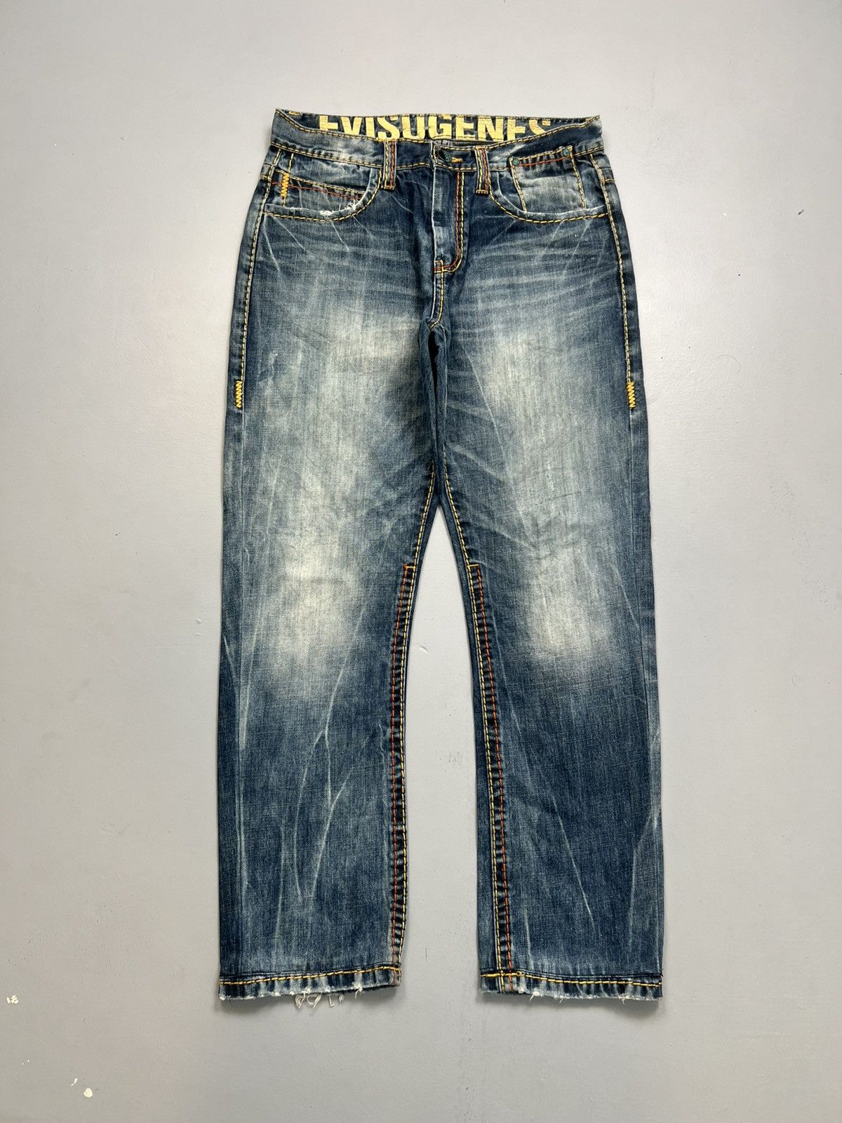 Vintage Vintage Evisu genes inspired spell out embroidered denim Size US 32 / EU 48 - 1 Thumbnail