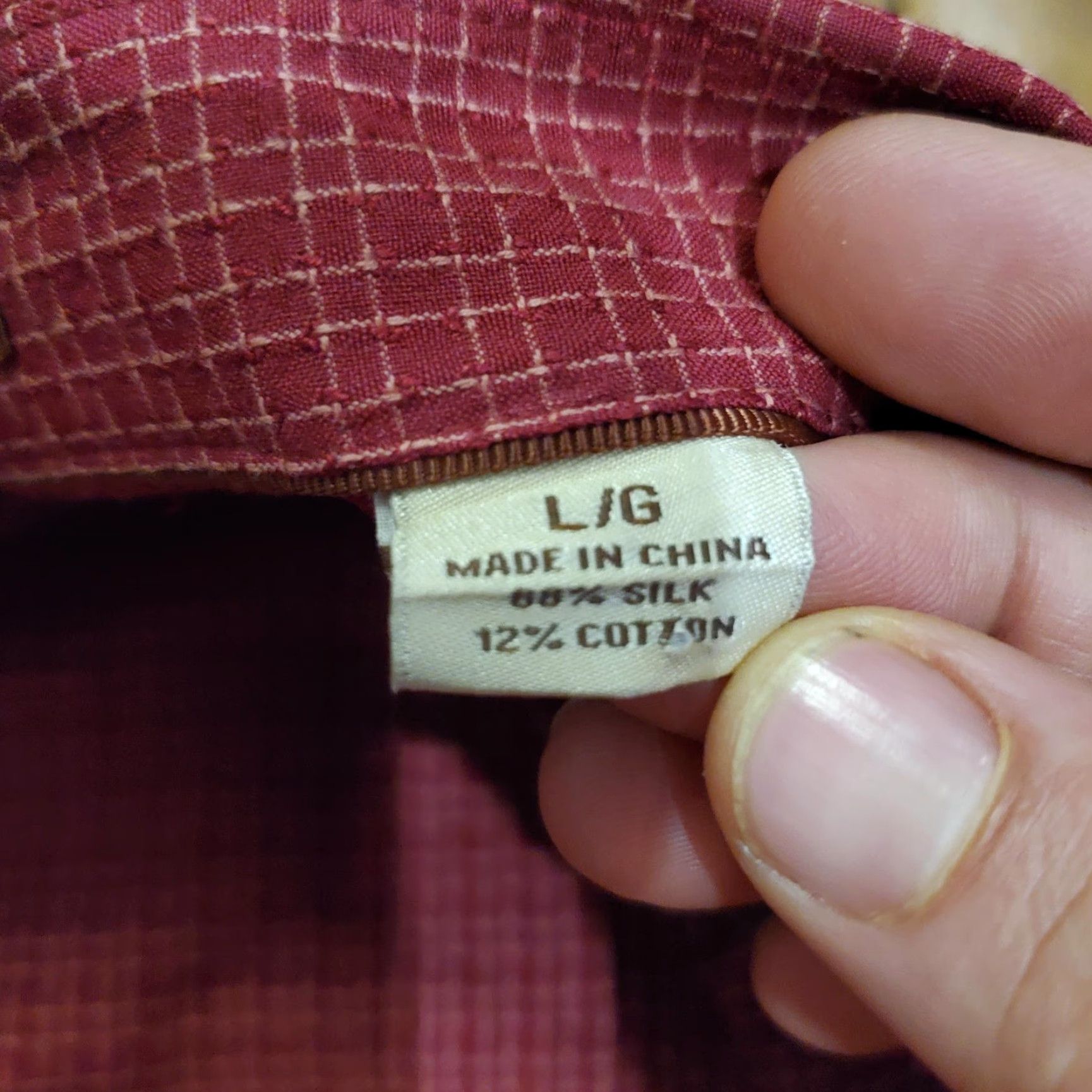 Tommy Bahama Tommy Bahama Shirt Mens Large Red Silk Cotton Check Long Sleeve Button Front Size US L / EU 52-54 / 3 - 6 Thumbnail