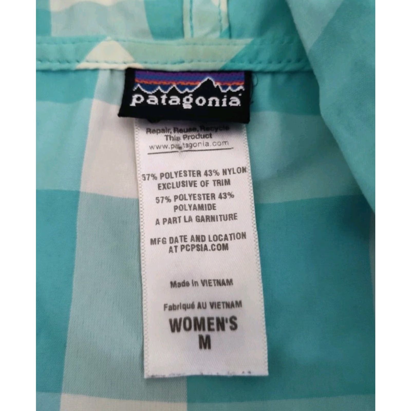 Patagonia Patagonia Women's Windbreaker Jacket Gingham Check Blue Lightweight Hooded Full Zip M Medium Relaxed Fit Activewear Outdoor Hiking Size M / US 6-8 / IT 42-44 - 7 Thumbnail