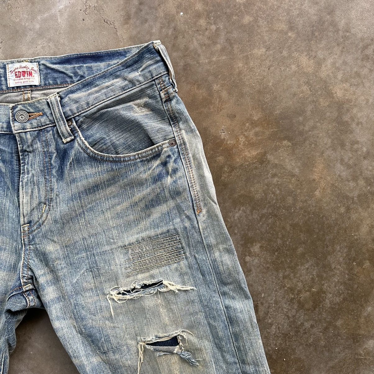 Japanese Brand Vintage 💥 Edwin Patchwork Faded Rusty Denim Jean Pant Faded Size US 32 / EU 48 - 5 Thumbnail