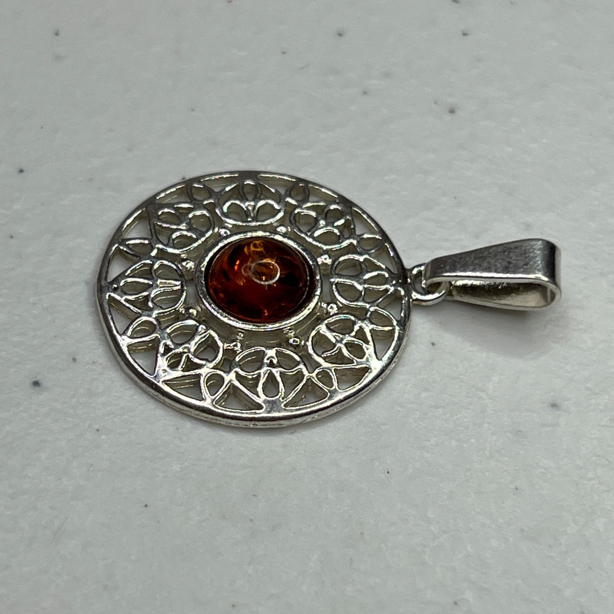 Other Amber & Sterling Silver Intricate Filigree Pendant With Circ Size ONE SIZE - 9 Thumbnail