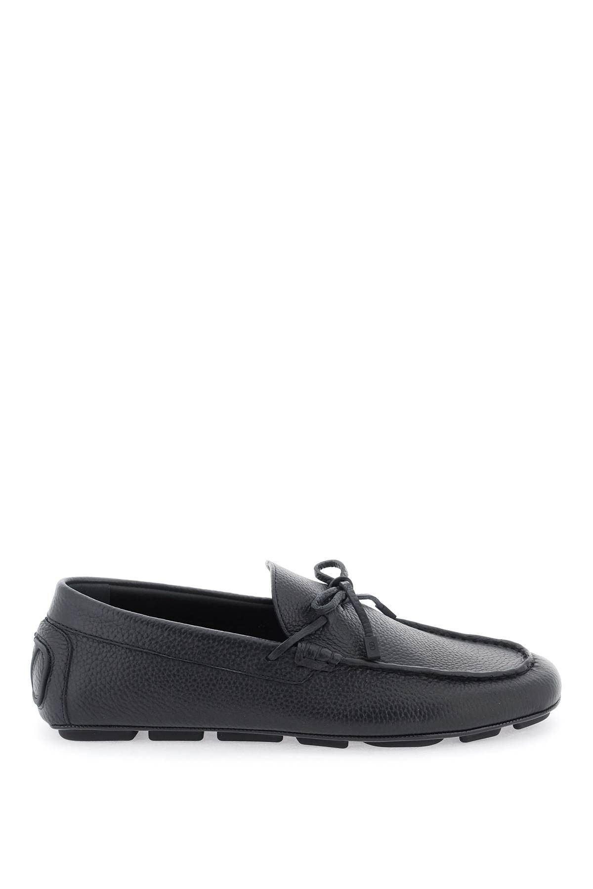 image of Valentino Garavani Leather Loafers With Bow in Nero, Men's (Size 11)