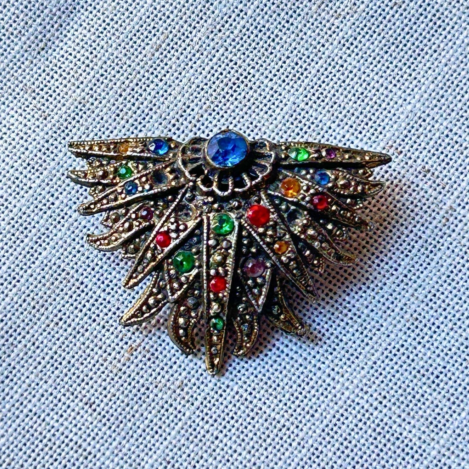 Vintage Vintage 1930s–40s Winged Rhinestone Fur Clip Art Deco Size ONE SIZE - 5 Thumbnail