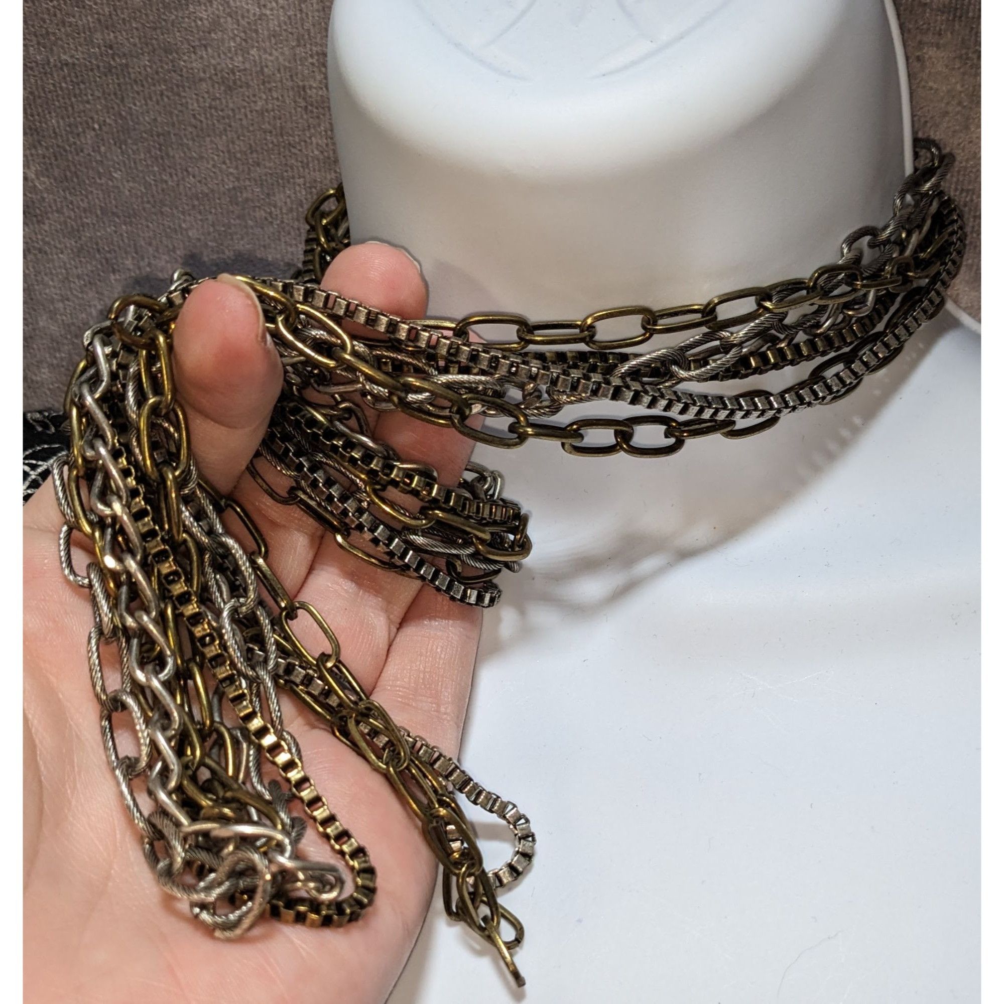 Other Grunge Layered Multi-Strand Chain Necklace In Mixed Metals Size ONE SIZE - 2 Thumbnail