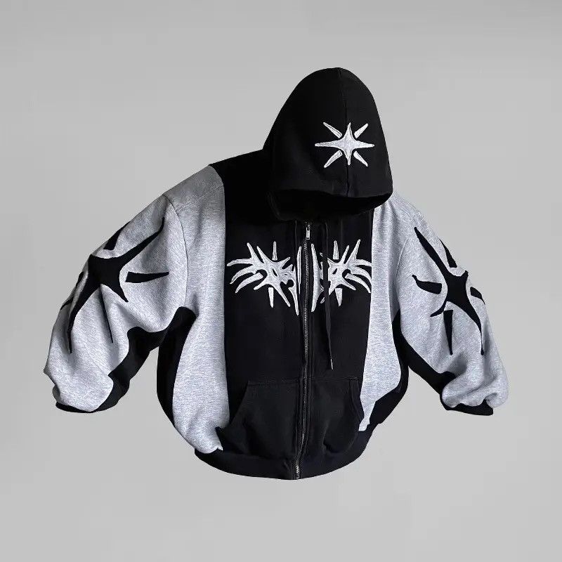 Gothic Star Patchwork Oversized Pullover Hoodies