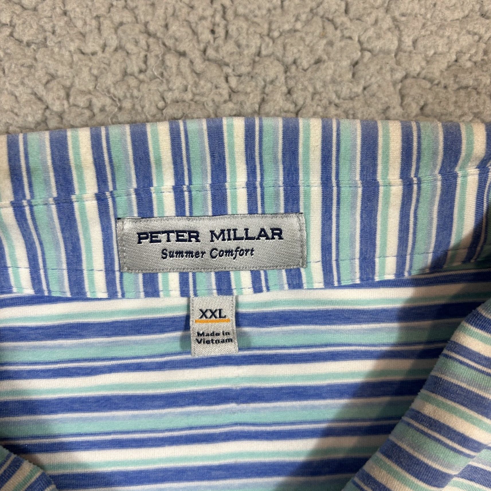 Peter Millar Peter Millar Summer Comfort Polo Shirt Men's XXL Blue Striped Golf Performance Shirt Size US XXL / EU 58 / 5 - 3 Thumbnail