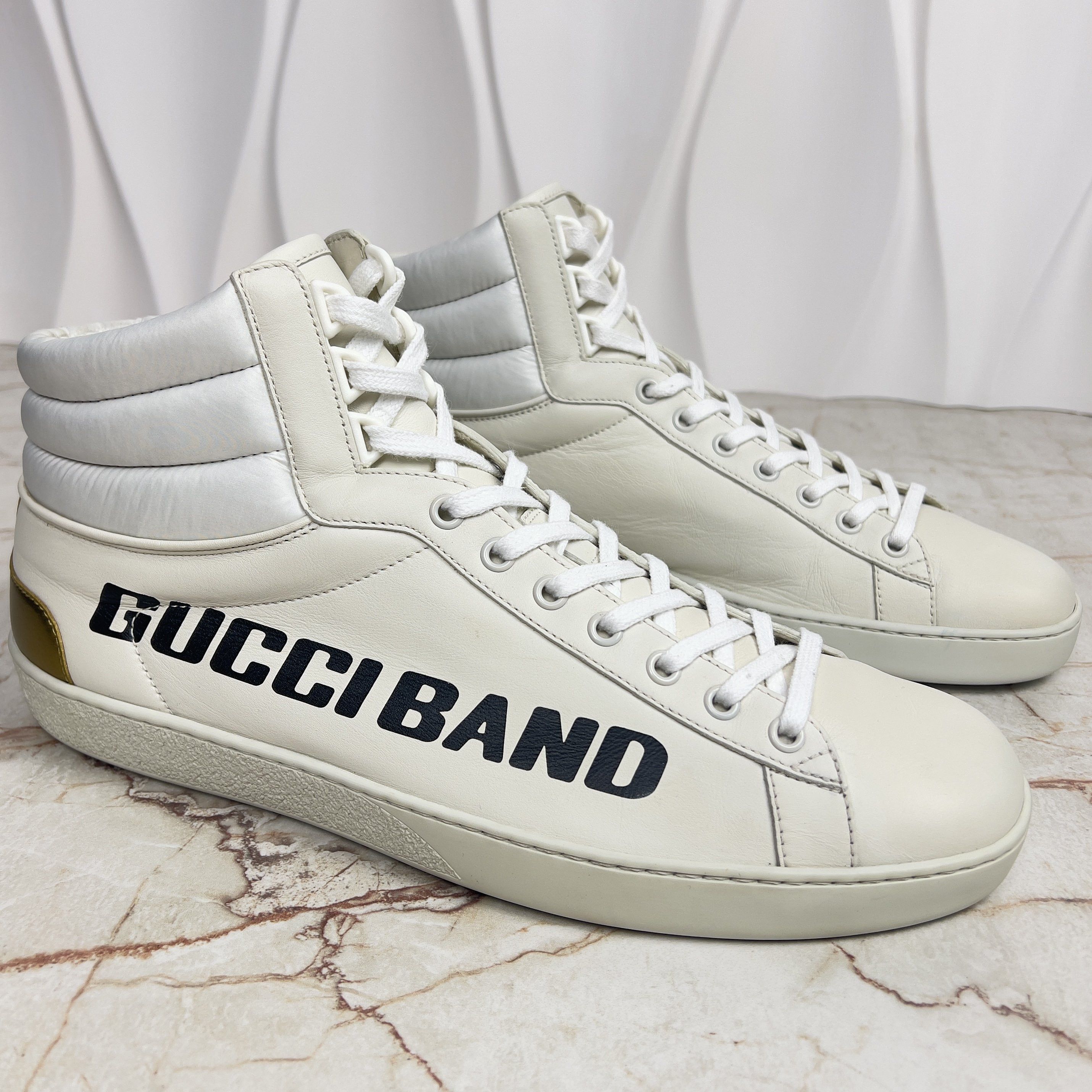 Gucci Ace Band Graphic Print Sneakers Calfskin White Size US 10.5 / EU 43-44 - 11 Thumbnail
