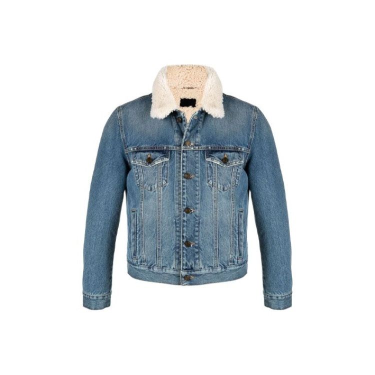 Saint Laurent Paris Saint Laurent Shearling Collar Denim Jacket Size M Size US M / EU 48-50 / 2 - 1 Thumbnail