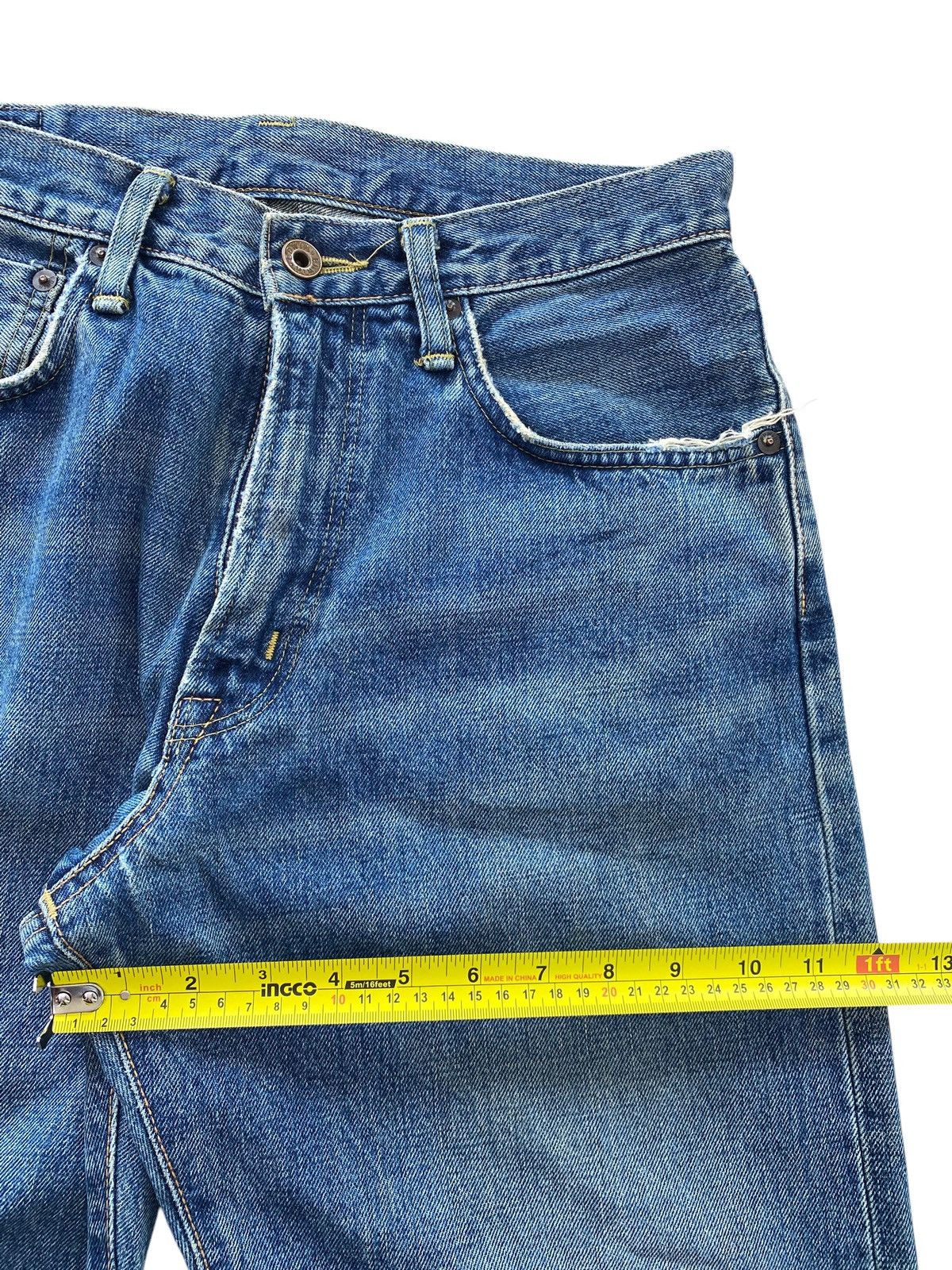 Edwin Edwin 505 Blue Wash Ripped Style Straight Leg Jeans Size US 30 / EU 46 - 6 Thumbnail