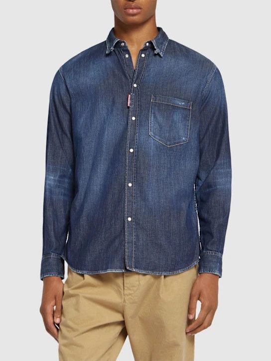 Dsquared2 o1lsvrm0425 Dark Wash Tab Shirt in Navy Size US M / EU 48-50 / 2 - 2 Thumbnail