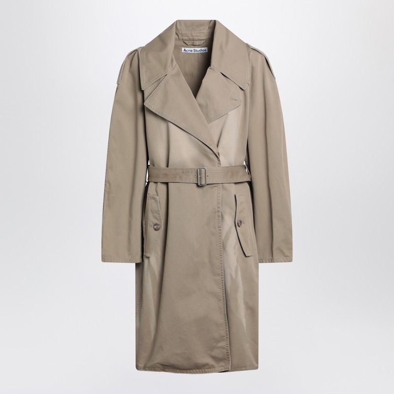 ジャケット Acne Studios Belted coat in beige cotton twill Acne Studios Acne Studios Belted Coat In Beige Cotton Twill