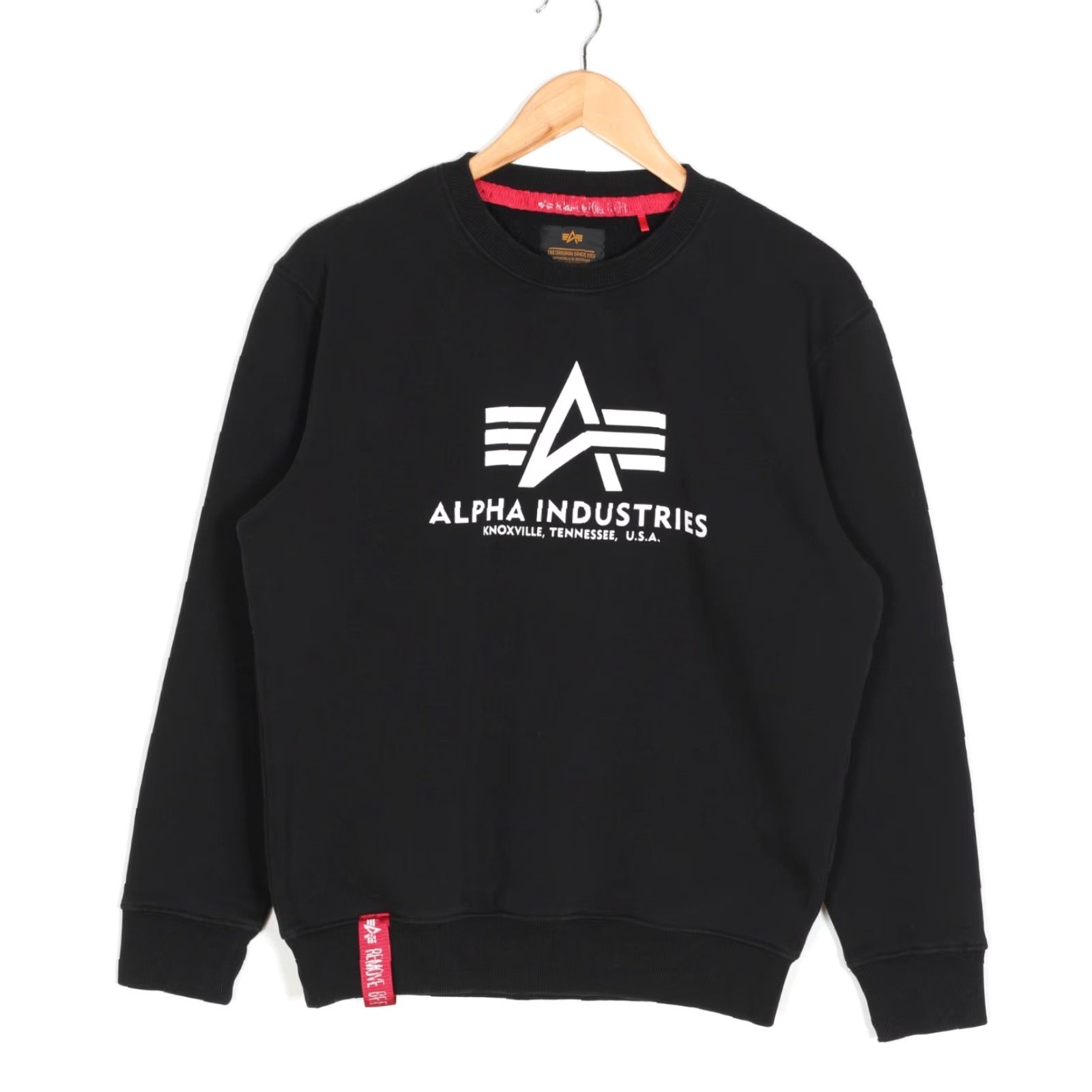 Alpha Industries ALPHA INDUSTRIES Pullover Sweatshirt Men M Black Logo Size US M / EU 48-50 / 2 - 2 Thumbnail